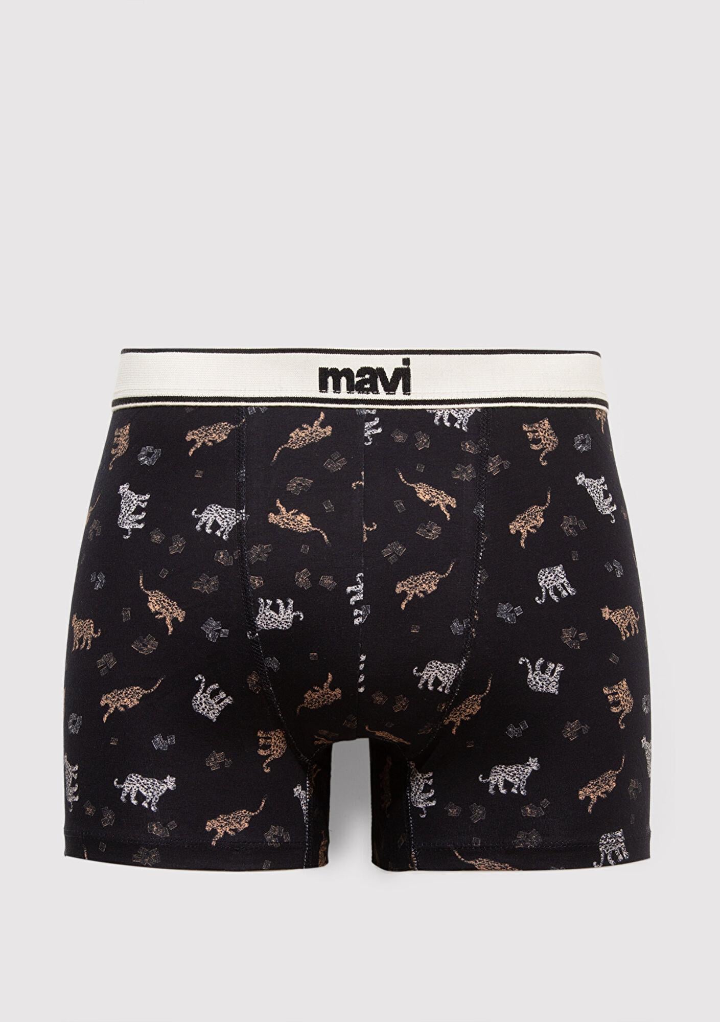 Mavi Kaplan Baskılı Siyah Boxer 0911982-900