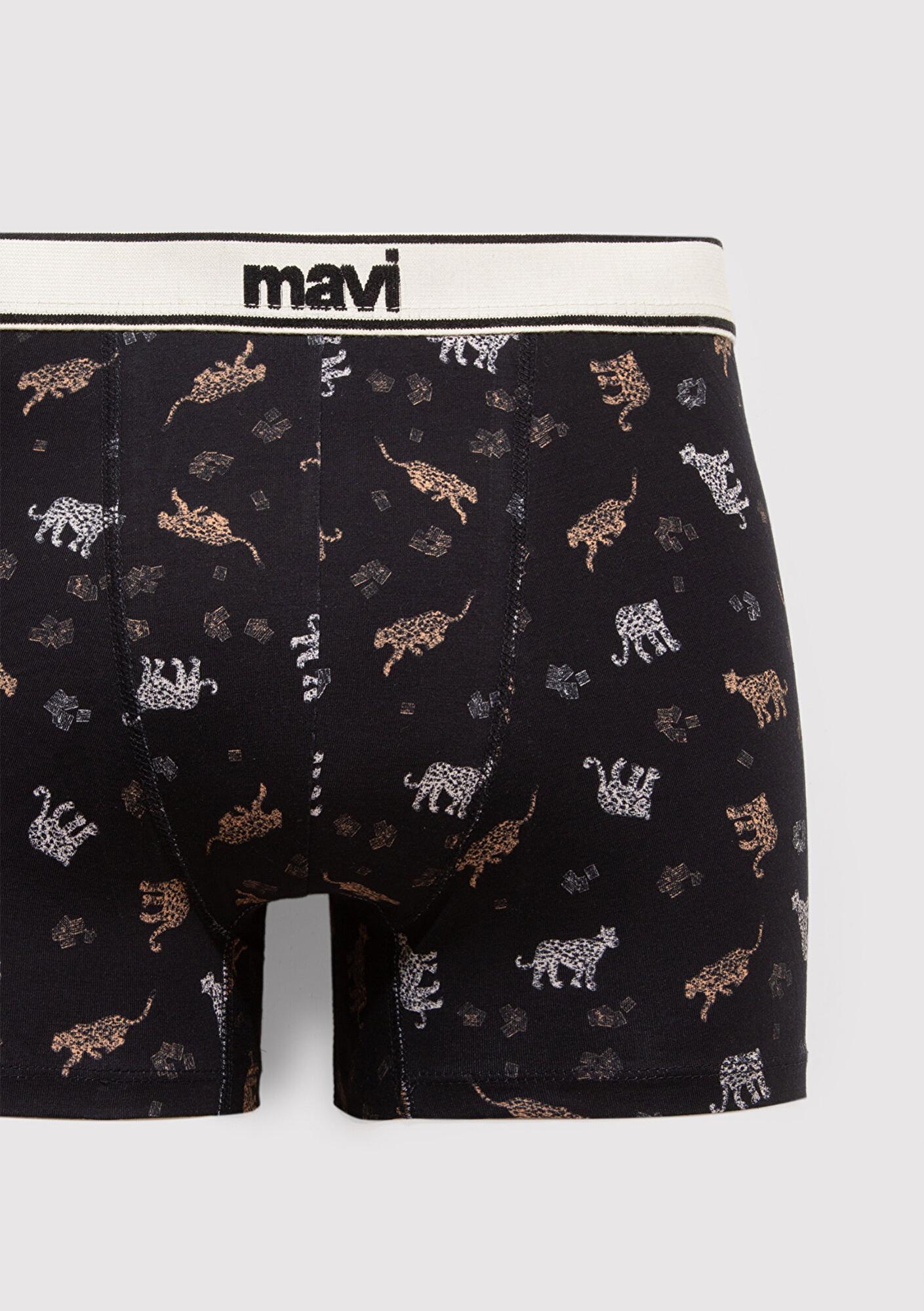 Mavi Kaplan Baskılı Siyah Boxer 0911982-900