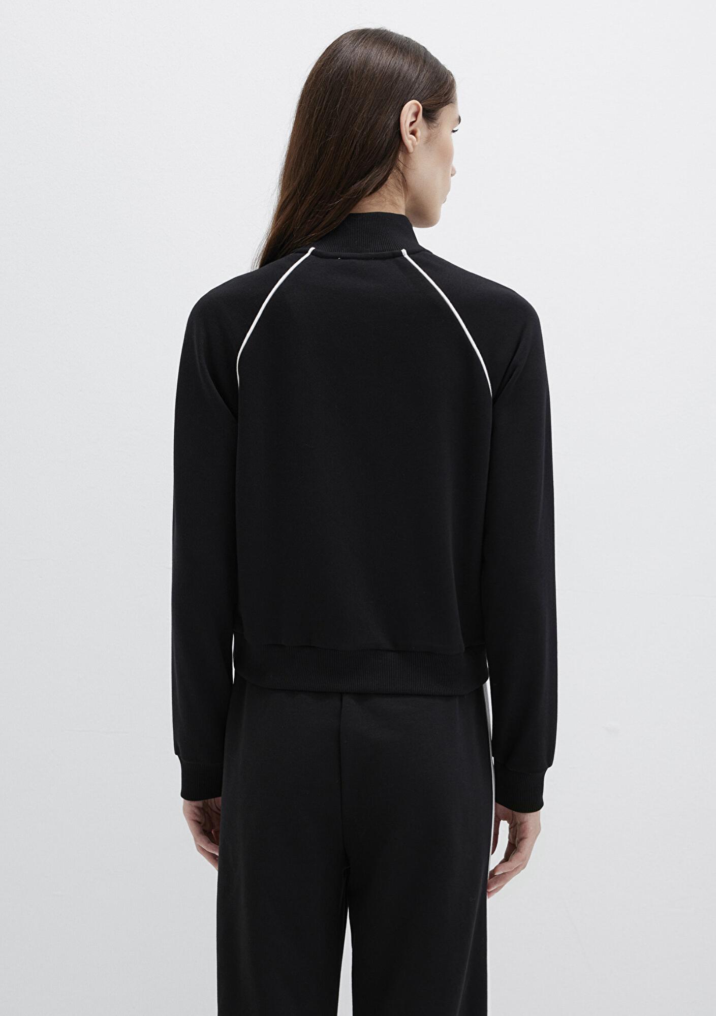 Mavi Biye Detaylı Fermuarlı Siyah Sweatshirt 1S10365-900