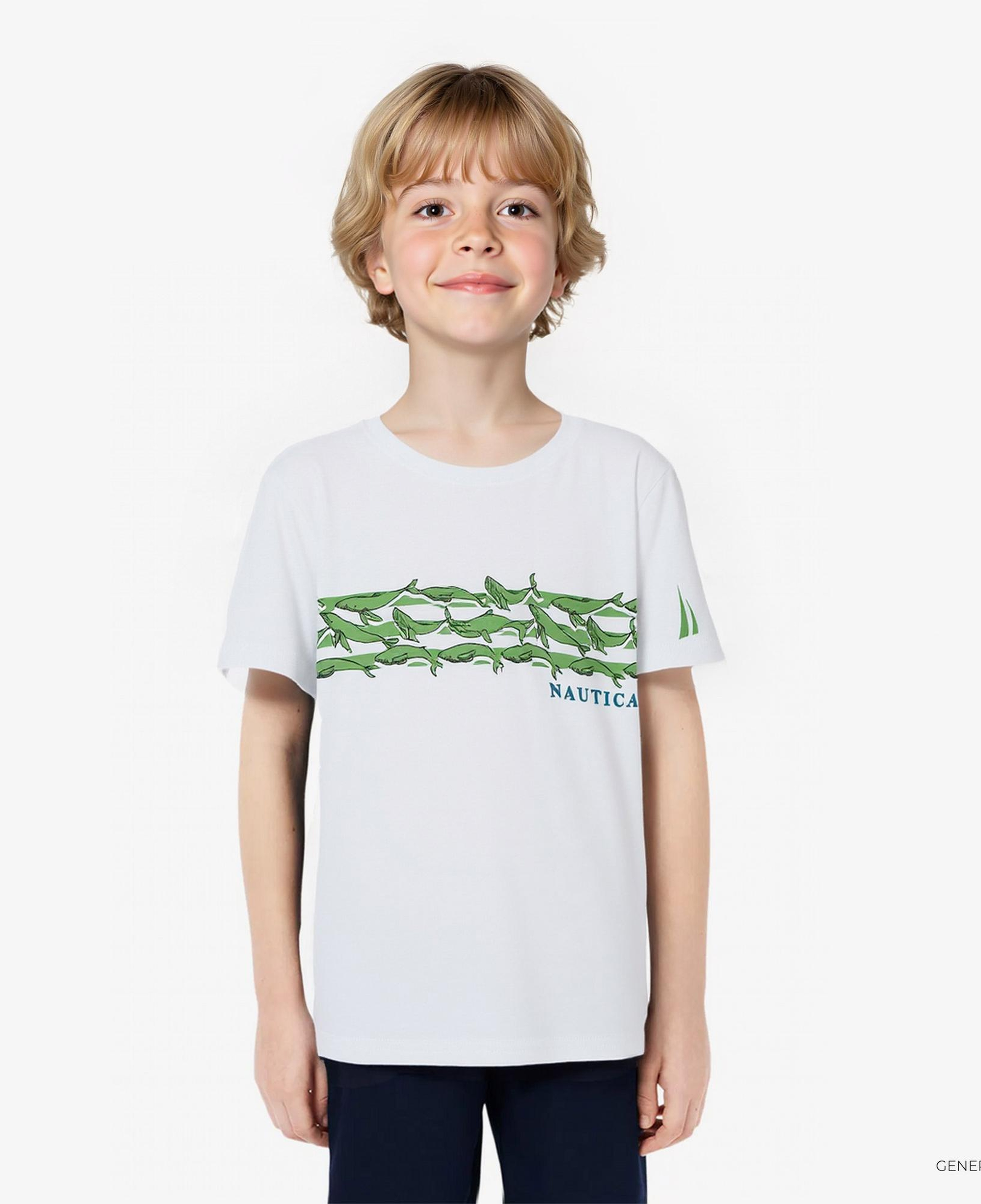 Nautica Erkek Çocuk Beyaz Regular Fit Baskılı T-Shirt