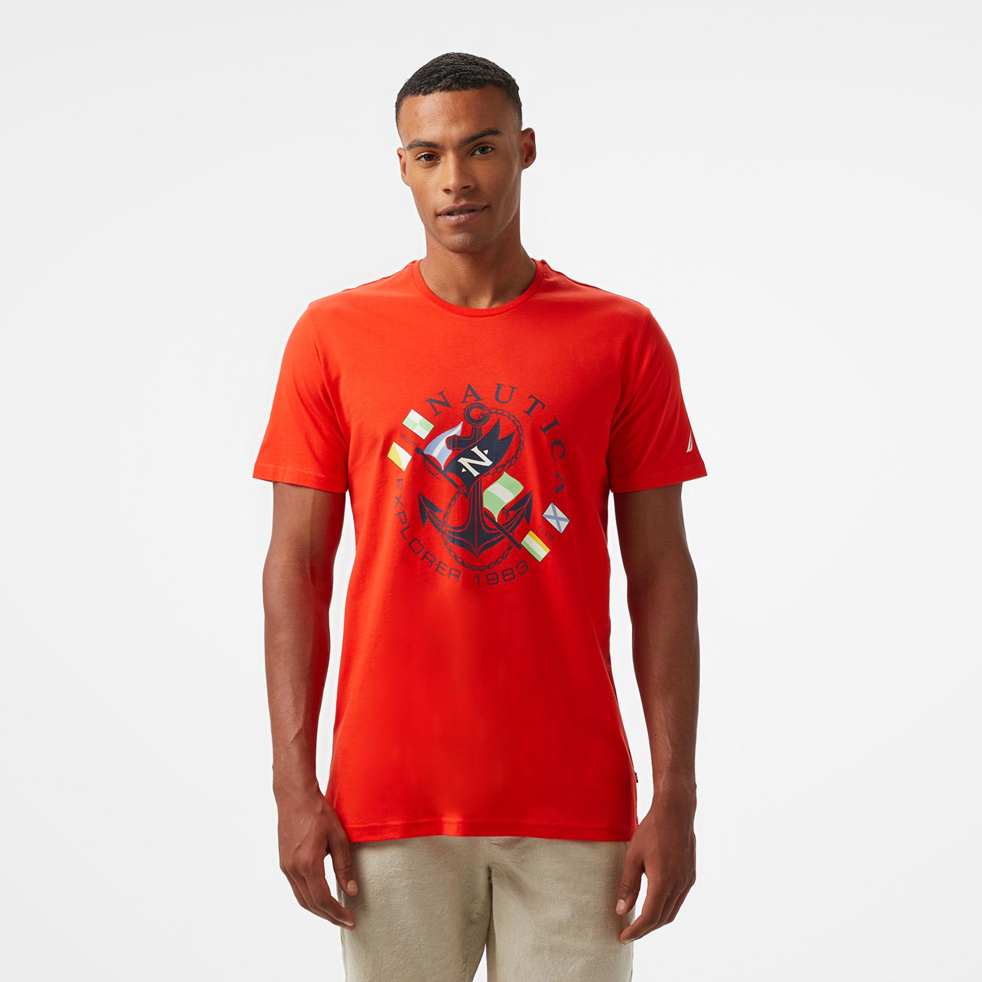 Nautica Erkek Kırmızı Standart Fit T-Shirt