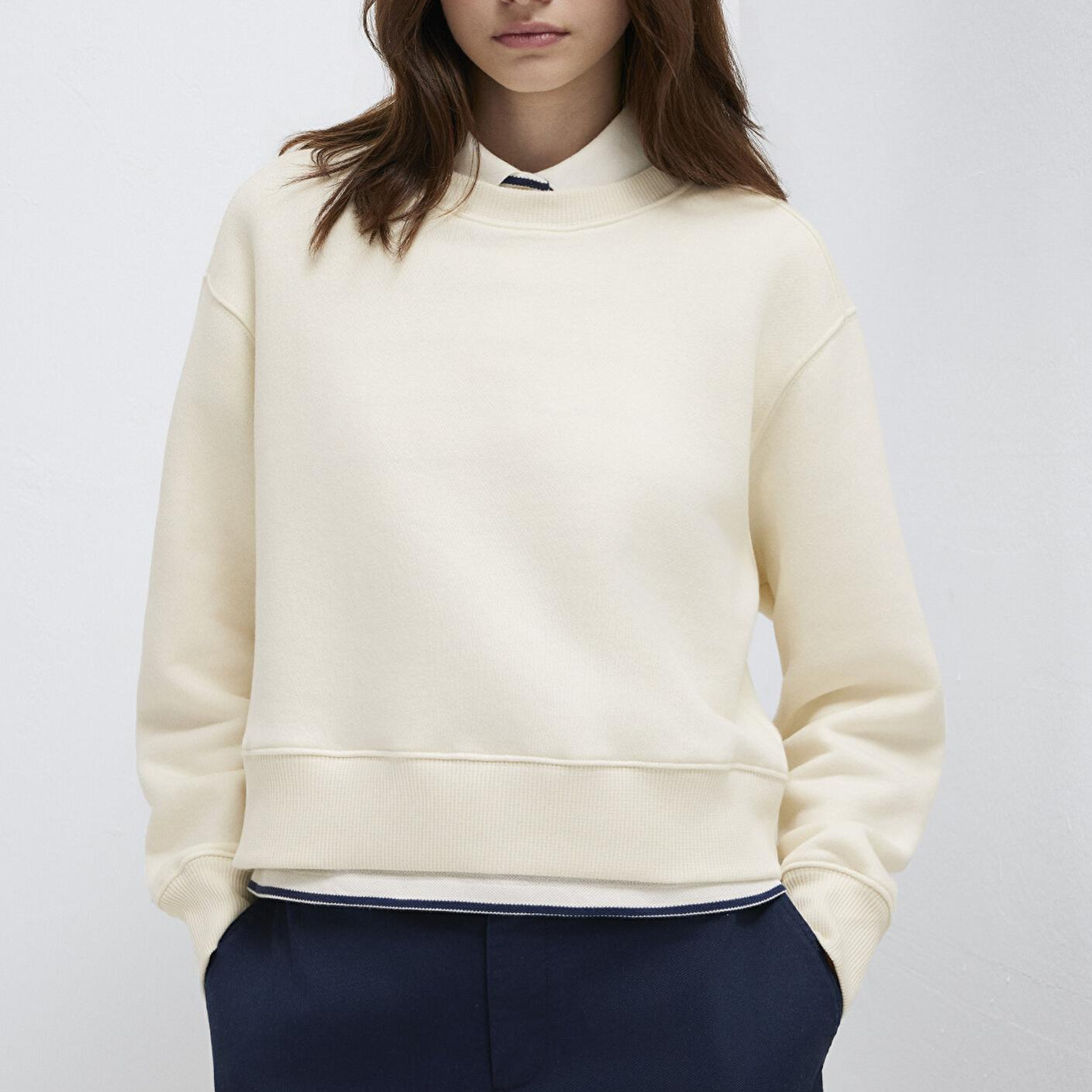 Mavi Bisiklet Yaka Ekru Sweatshirt 1S10387-70049