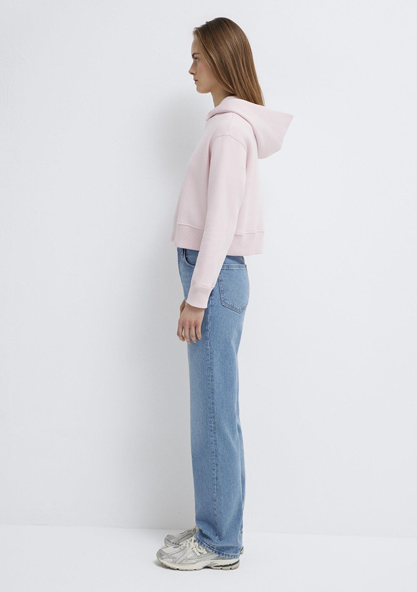 Mavi Kapüşonlu Pembe Sweatshirt 1S10386-71006