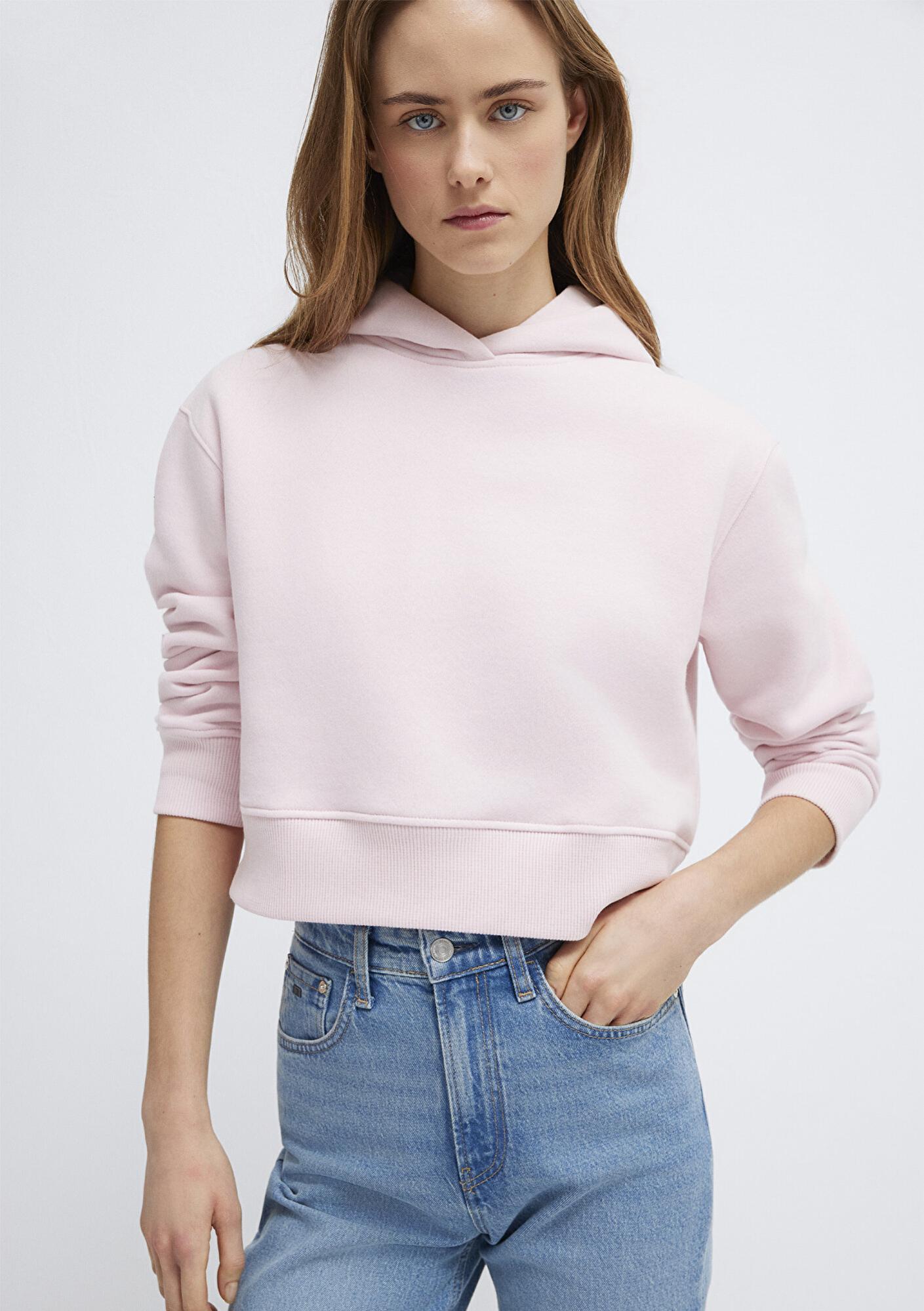 Mavi Kapüşonlu Pembe Sweatshirt 1S10386-71006