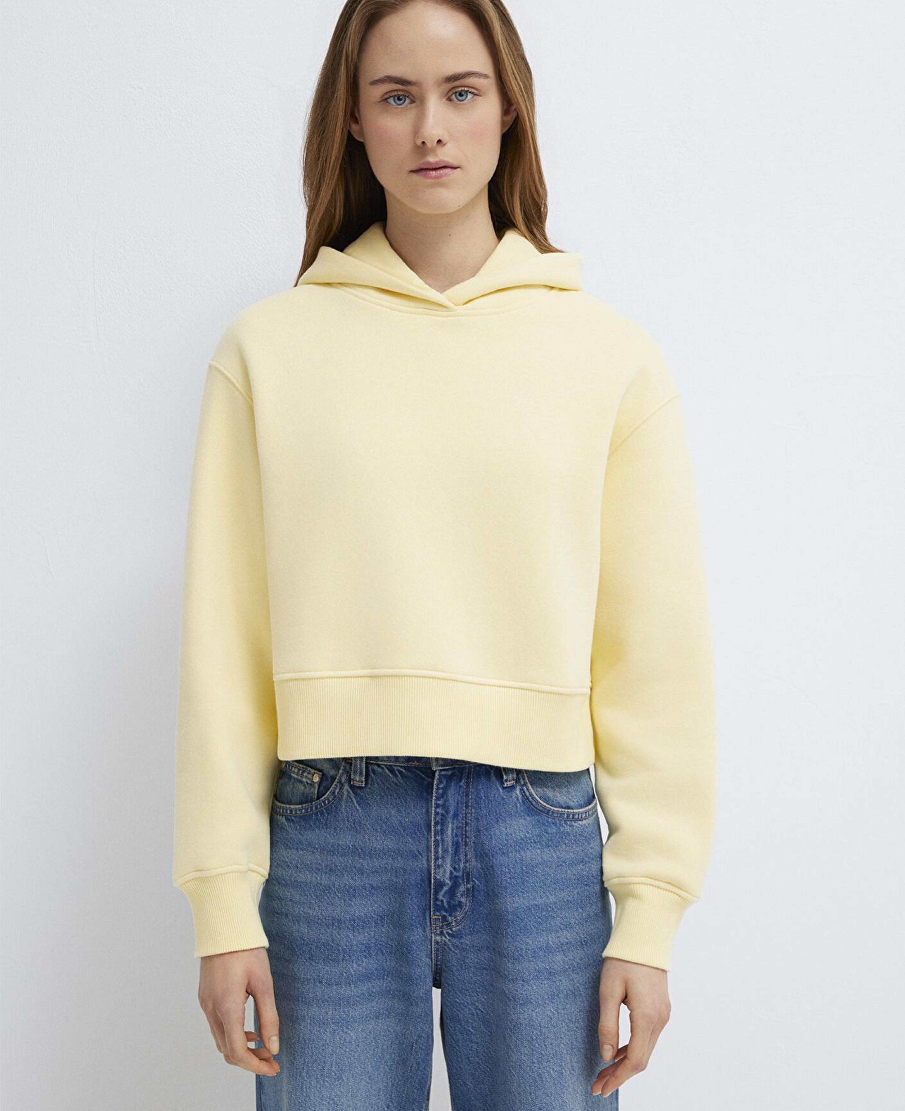 Mavi Kapüşonlu Sarı Sweatshirt 1S10386-71187