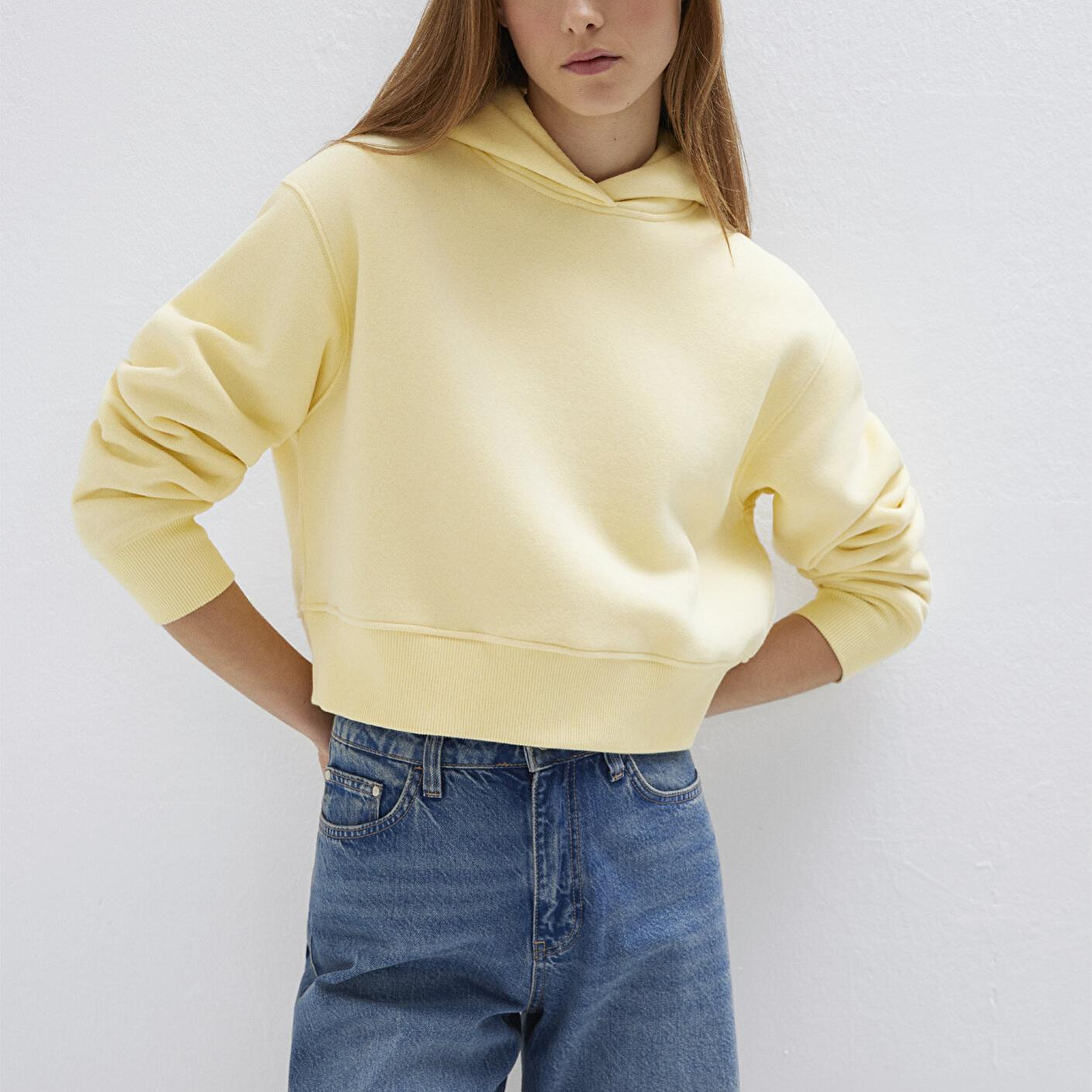 Mavi Kapüşonlu Sarı Sweatshirt 1S10386-71187