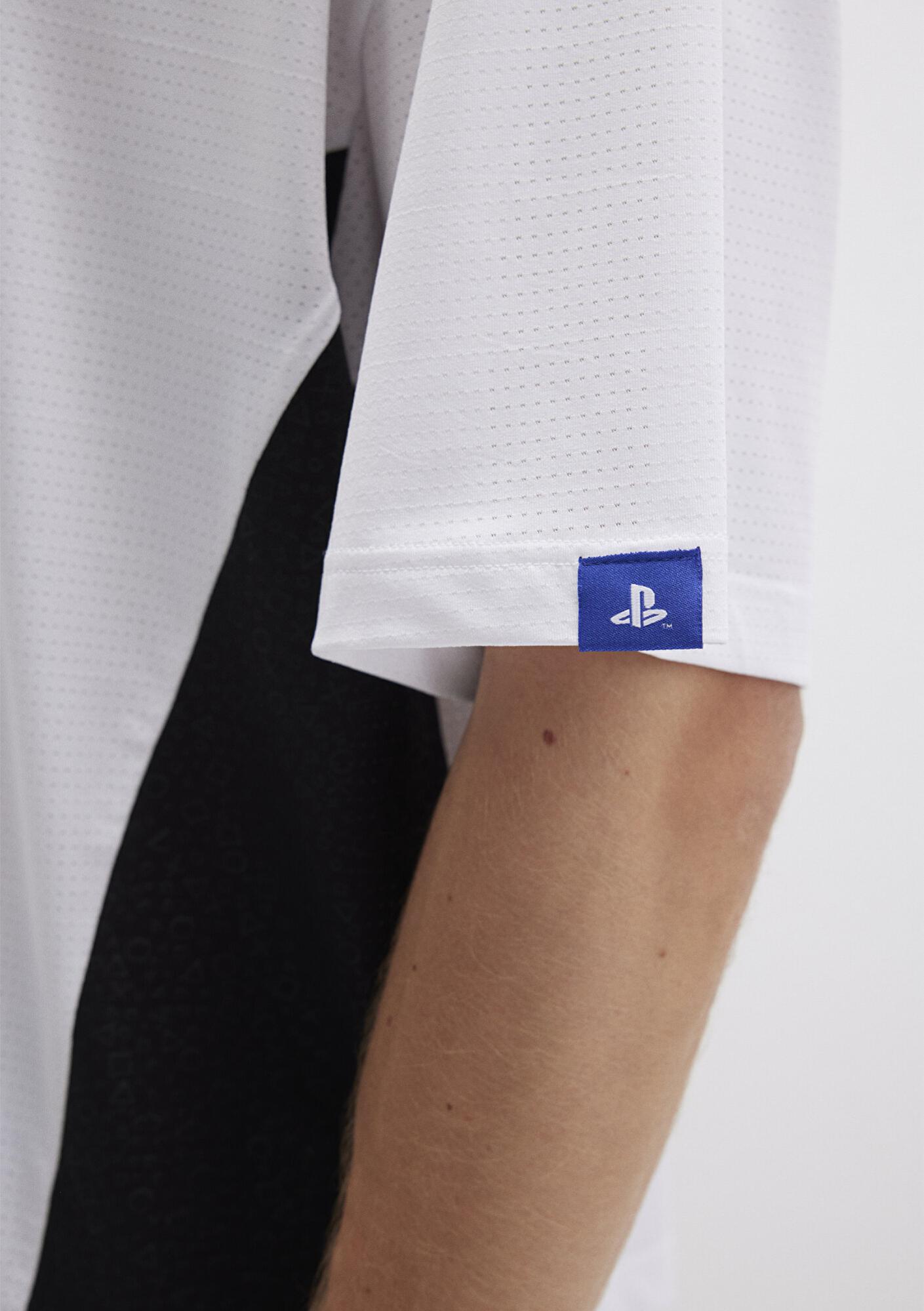 Mavi PlayStation Baskılı Beyaz Forma Tişört Oversize / Geniş Kesim 0612938-620