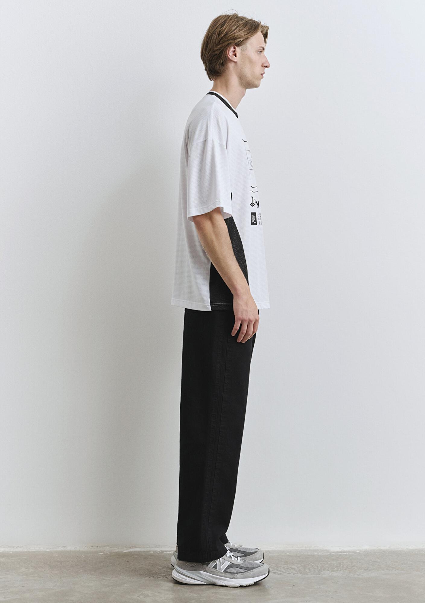 Mavi PlayStation Baskılı Beyaz Forma Tişört Oversize / Geniş Kesim 0612938-620