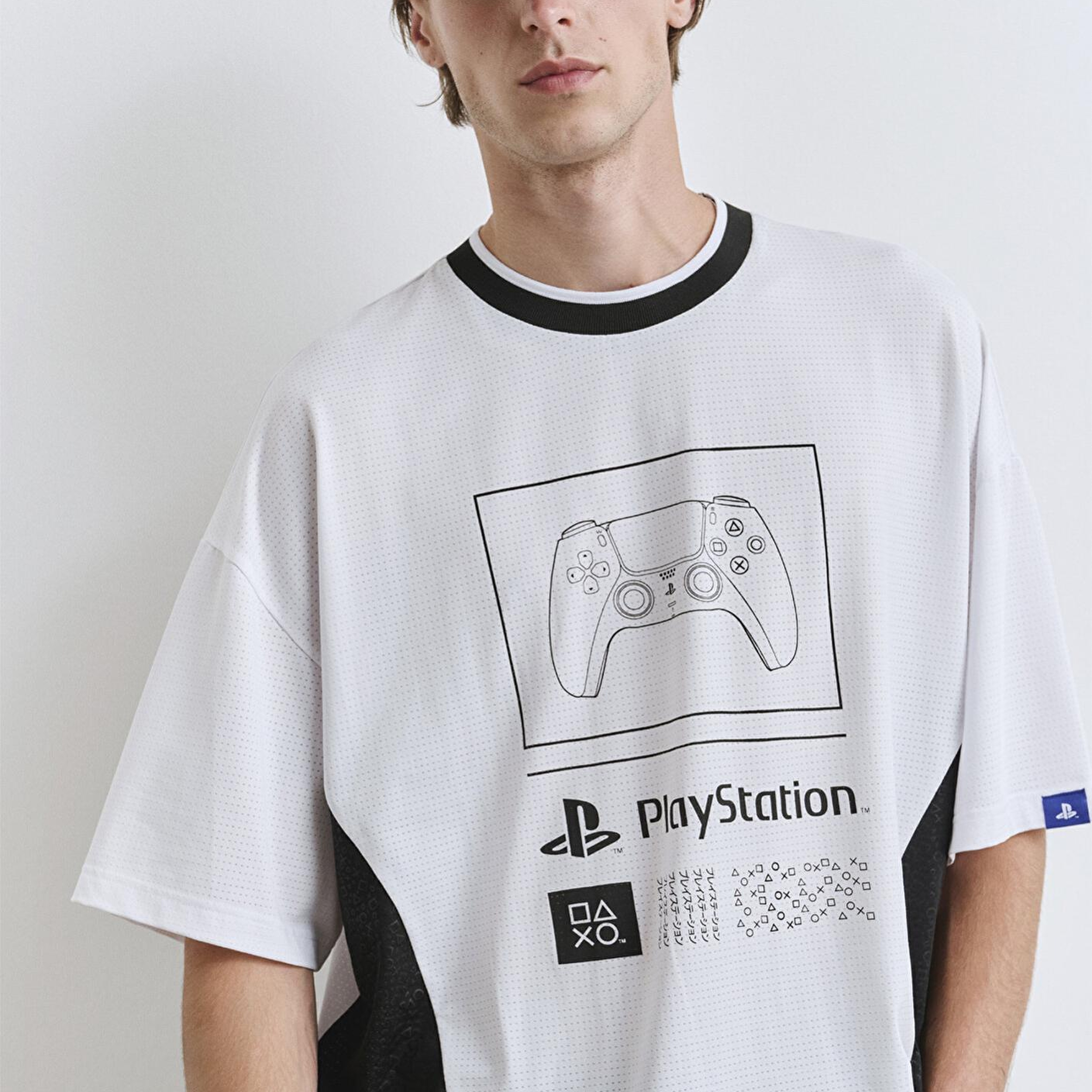 Mavi PlayStation Baskılı Beyaz Forma Tişört Oversize / Geniş Kesim 0612938-620