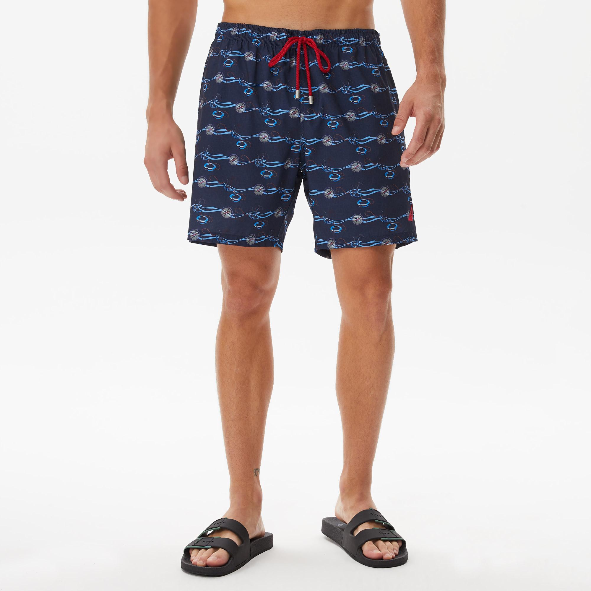 Nautica Erkek Lacivert Baskılı Deniz Şortu