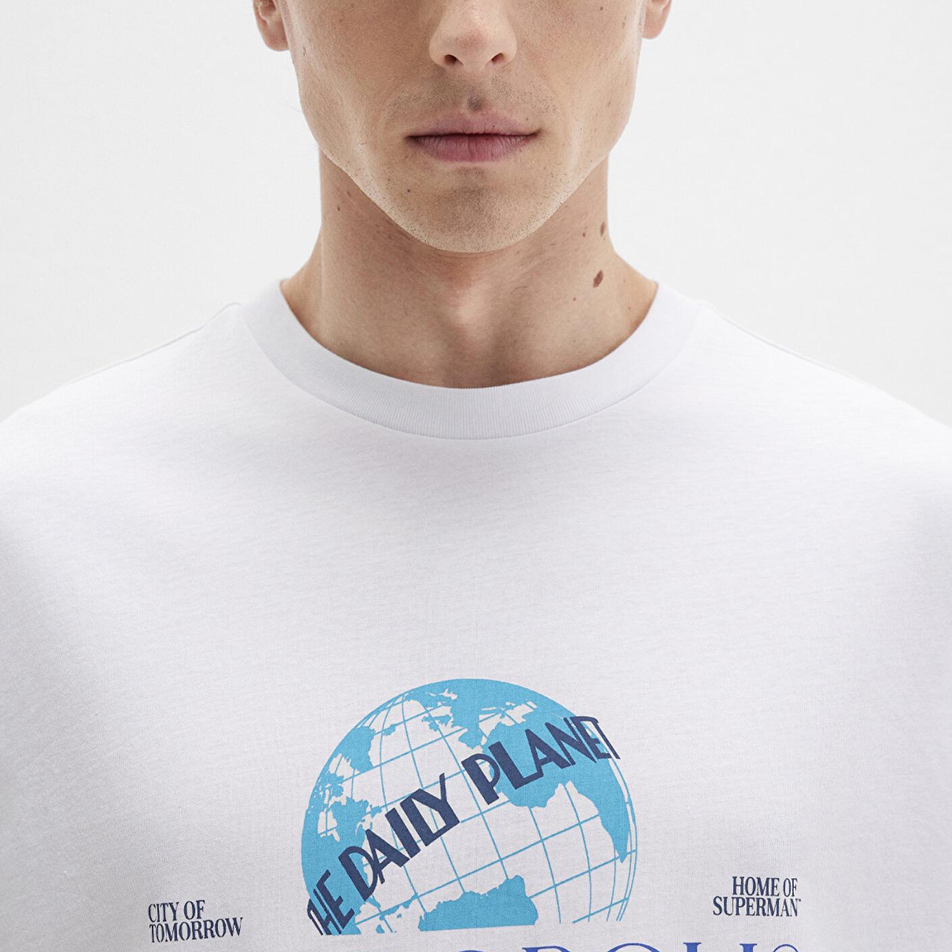 Mavi Superman Baskılı Beyaz Tişört Loose Fit / Bol Rahat Kesim 0612918-620