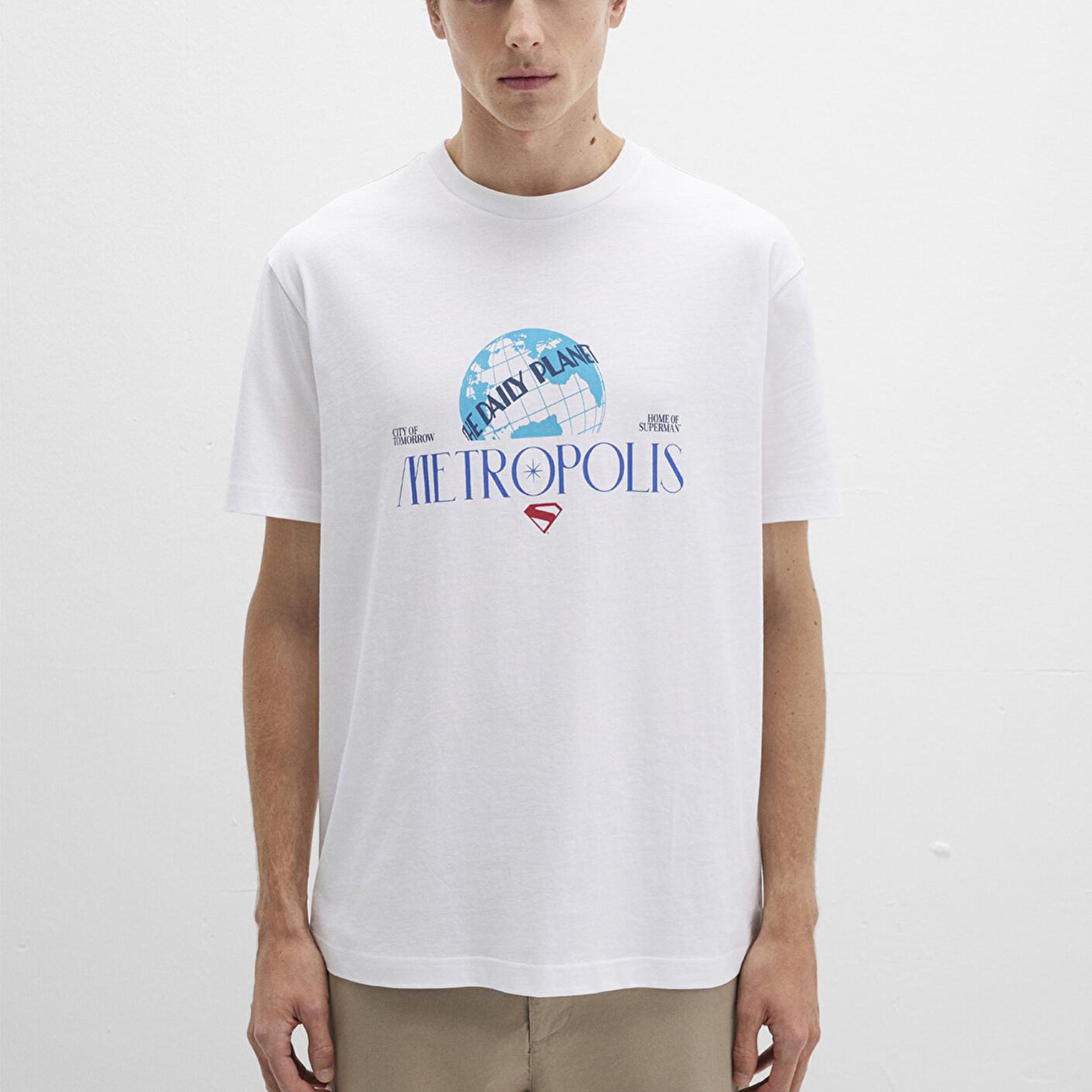 Mavi Superman Baskılı Beyaz Tişört Loose Fit / Bol Rahat Kesim 0612918-620