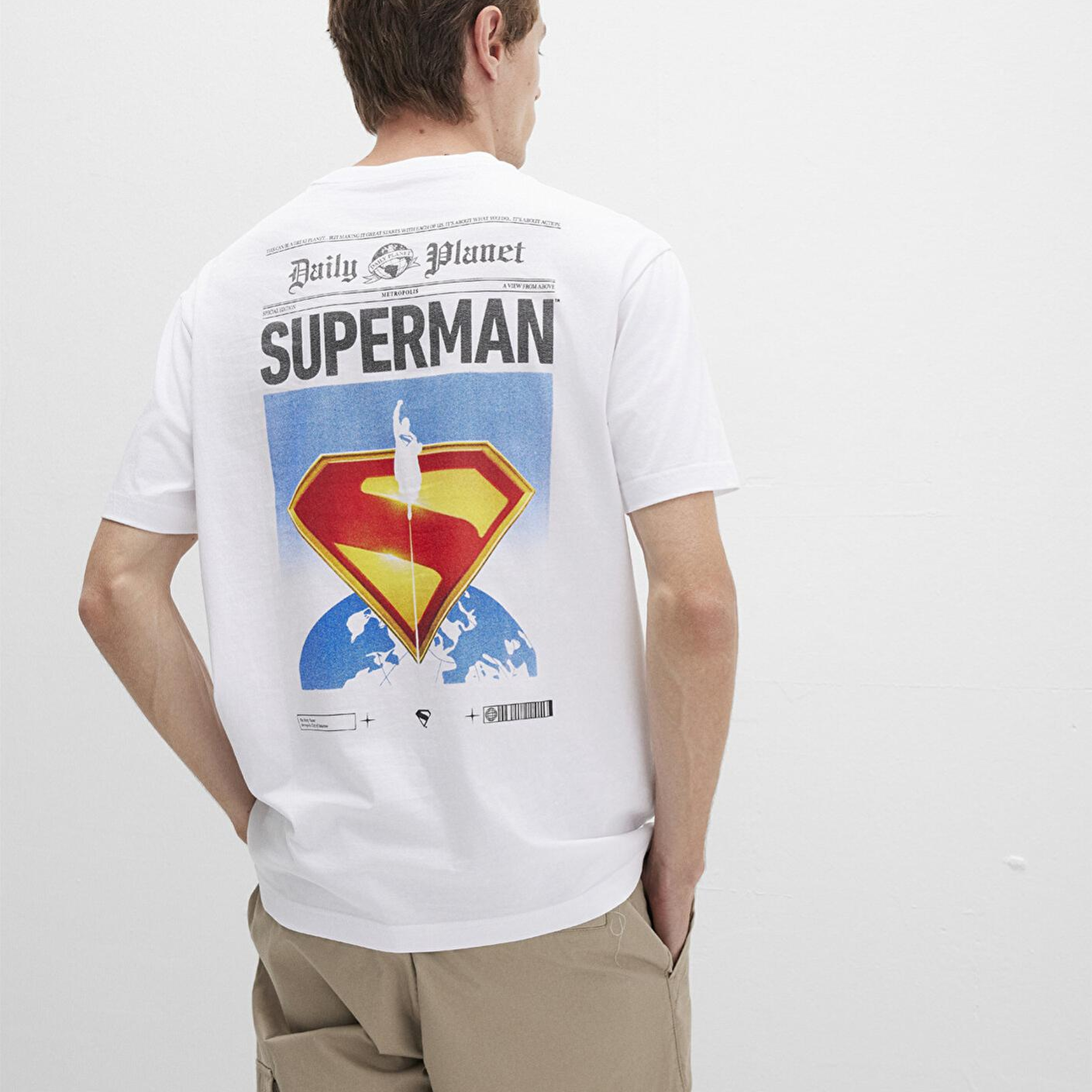 Mavi Superman Baskılı Beyaz Tişört Loose Fit / Bol Rahat Kesim 0612918-620