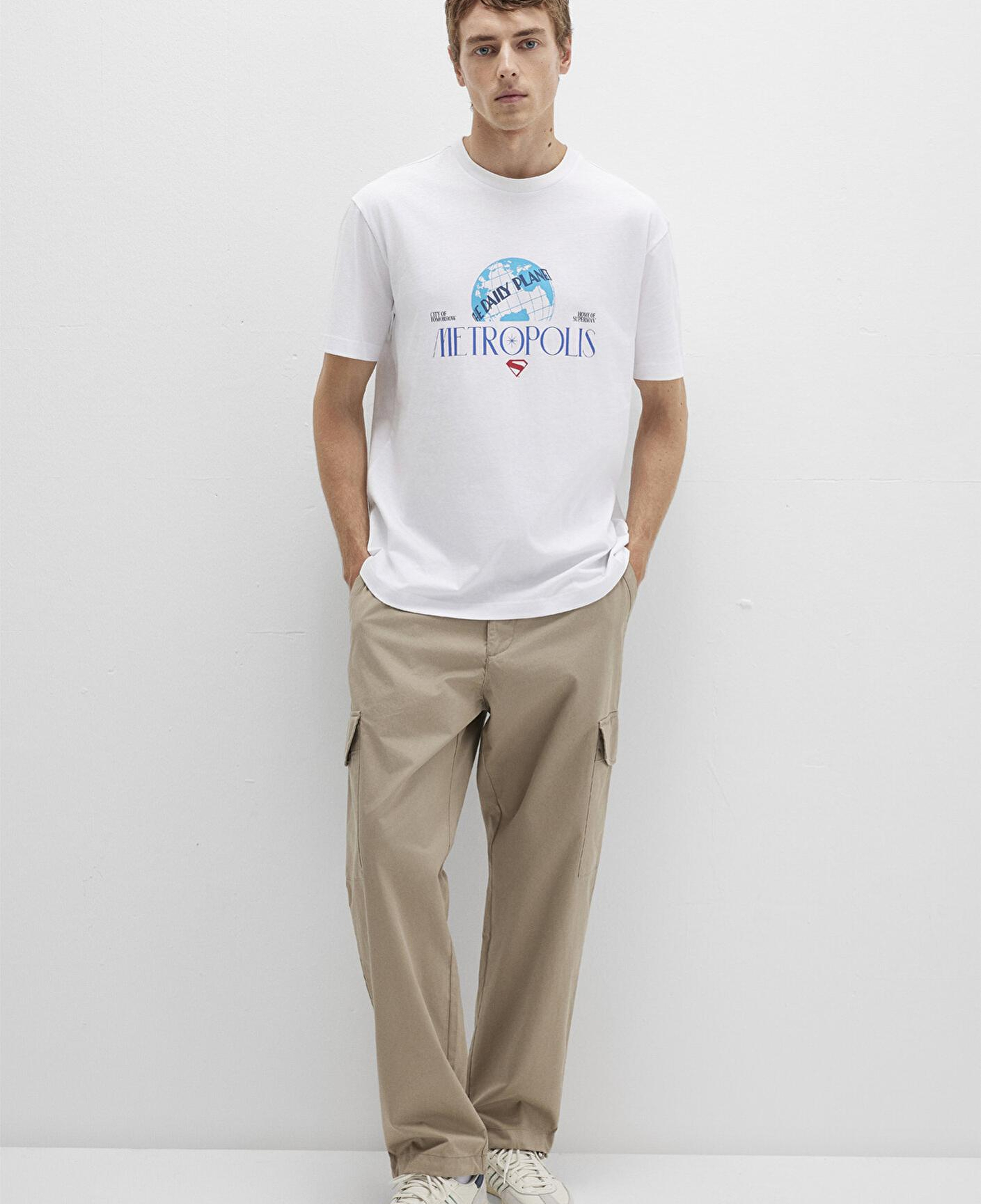 Mavi Superman Baskılı Beyaz Tişört Loose Fit / Bol Rahat Kesim 0612918-620