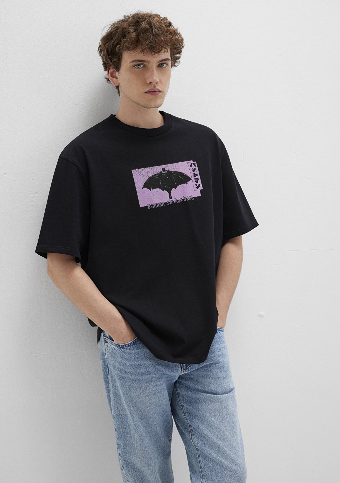 Mavi Batman Baskılı Siyah Tişört Relaxed Fit / Rahat Kesim 0612920-900