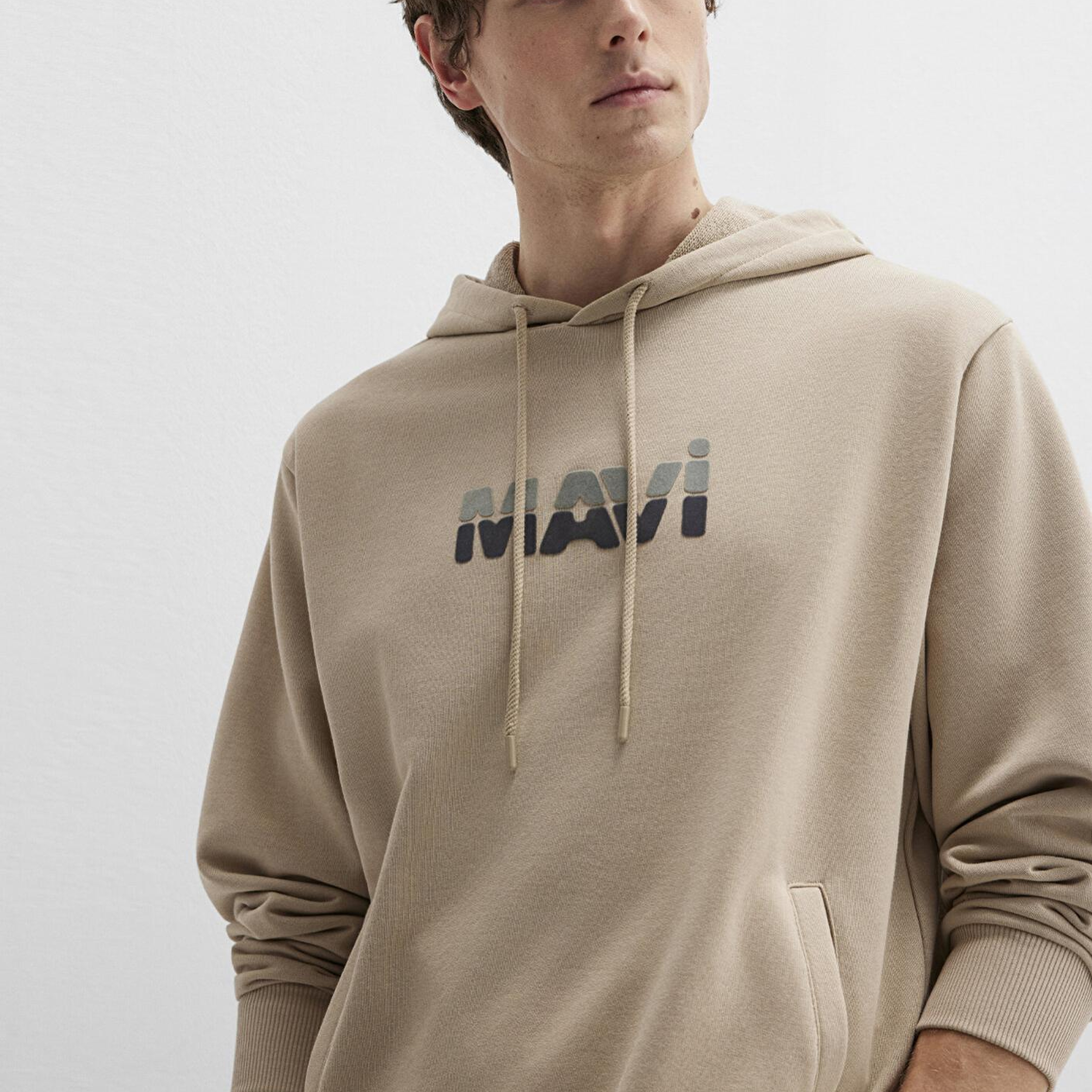 Mavi Mavi Logo Baskılı Bej Sweatshirt 0S10395-70004