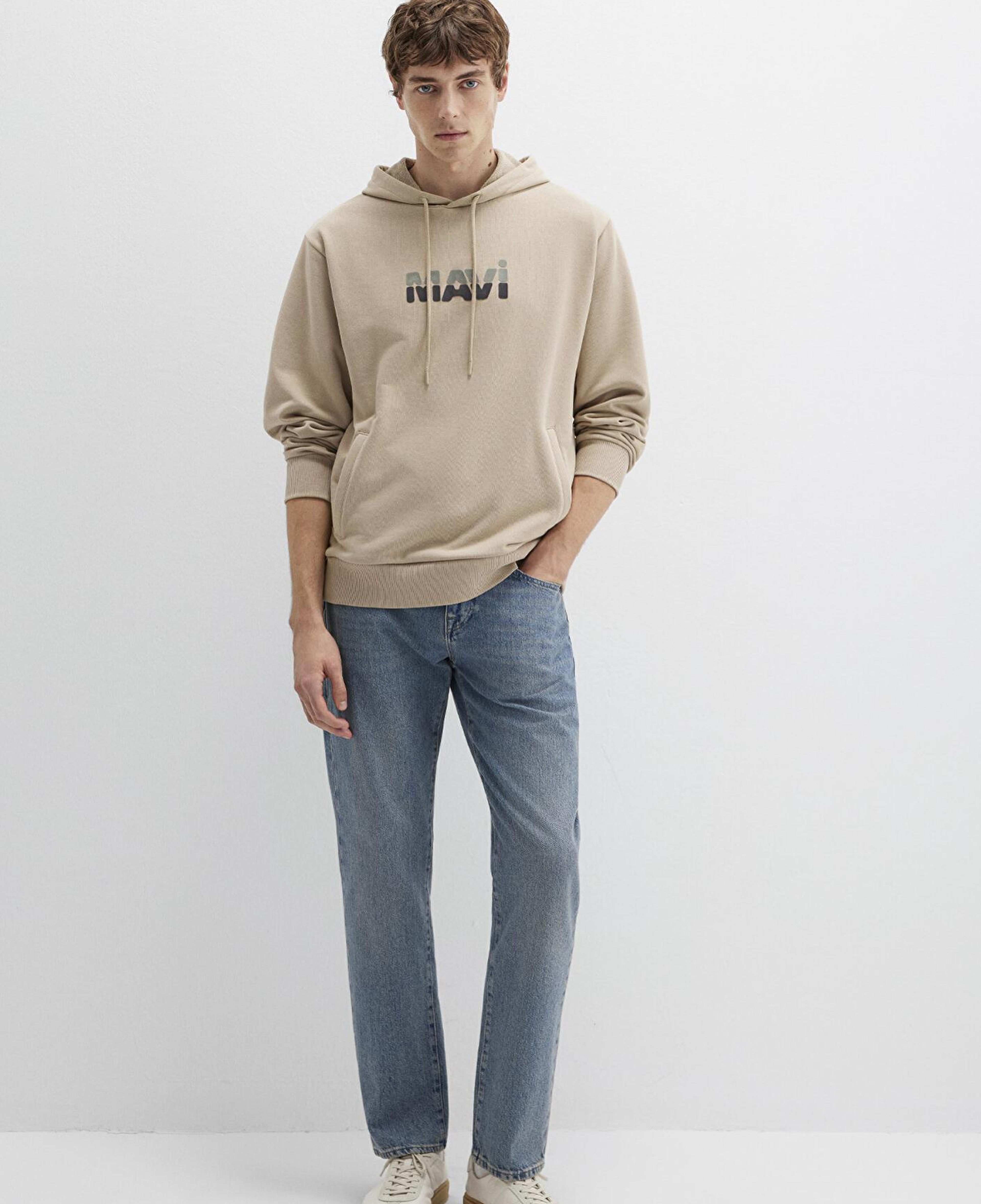 Mavi Mavi Logo Baskılı Bej Sweatshirt 0S10395-70004