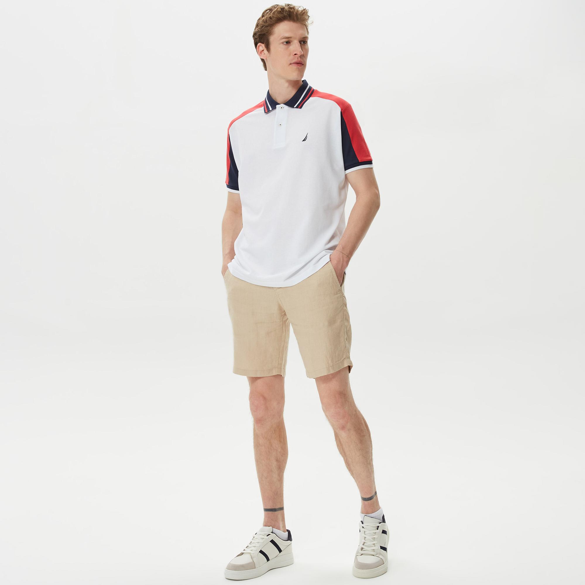 Nautica Erkek Krem Rengi Keten Bermuda