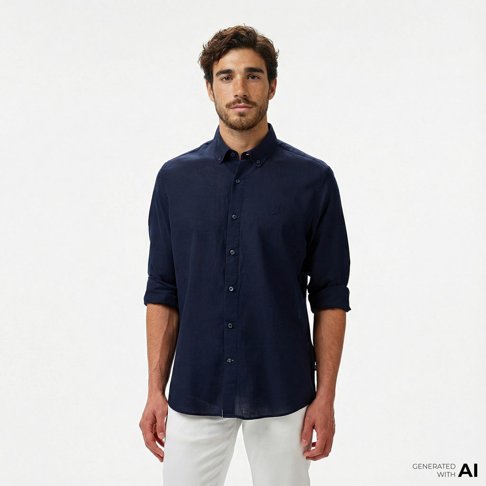 Nautica Erkek Lacivert Classic Fit Gömlek