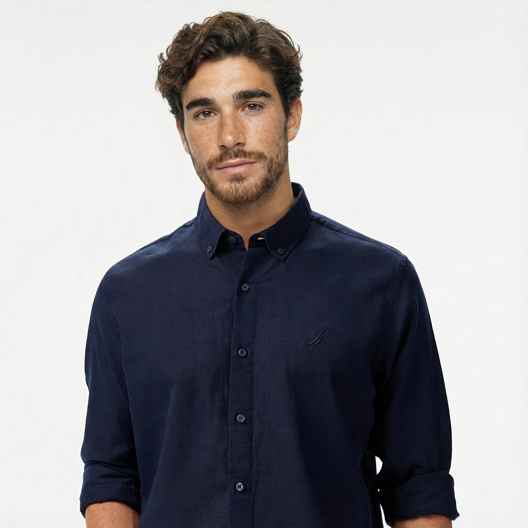 Nautica Erkek Lacivert Classic Fit Gömlek