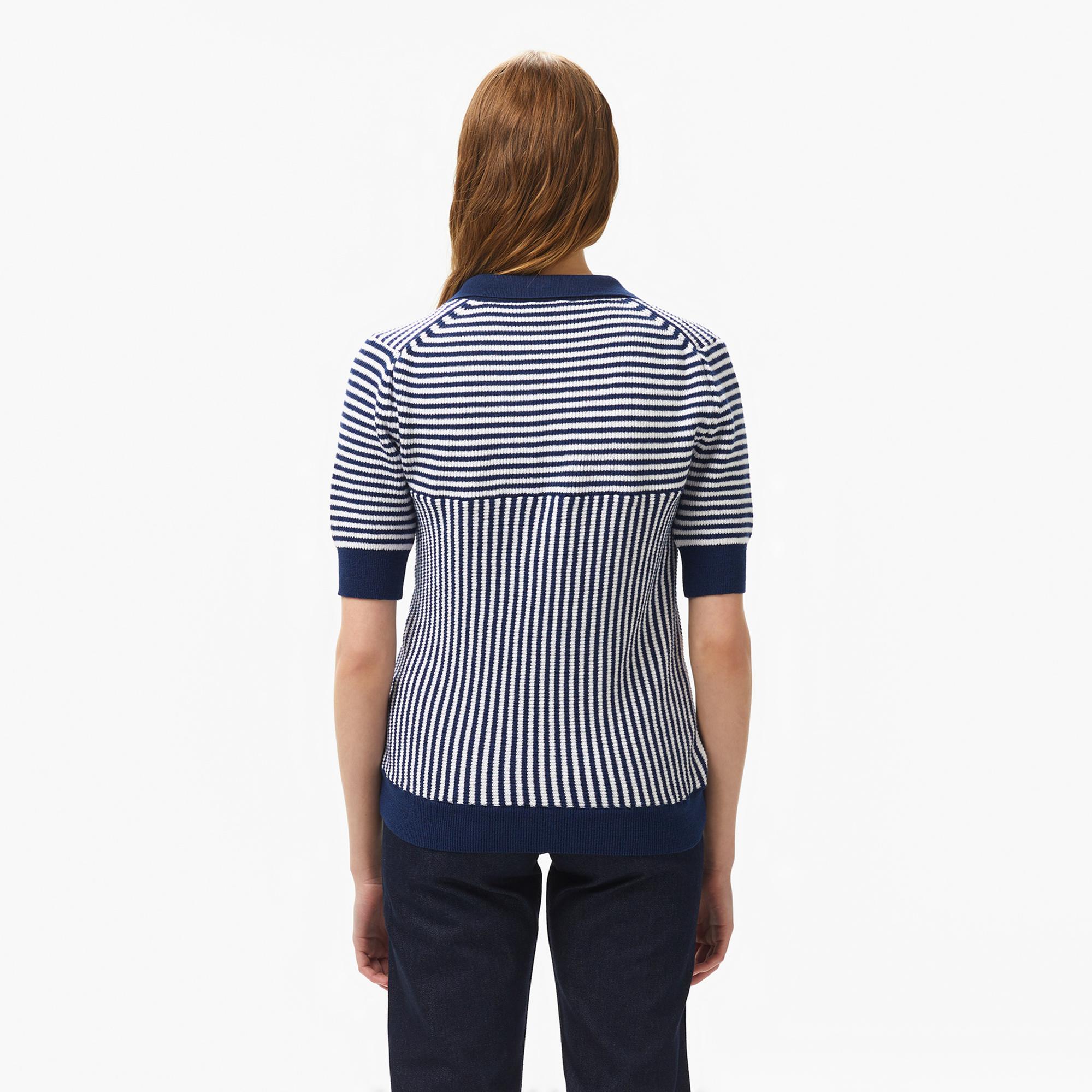 Nautica Kadın Lacivert Regular Fit Çizgili Triko