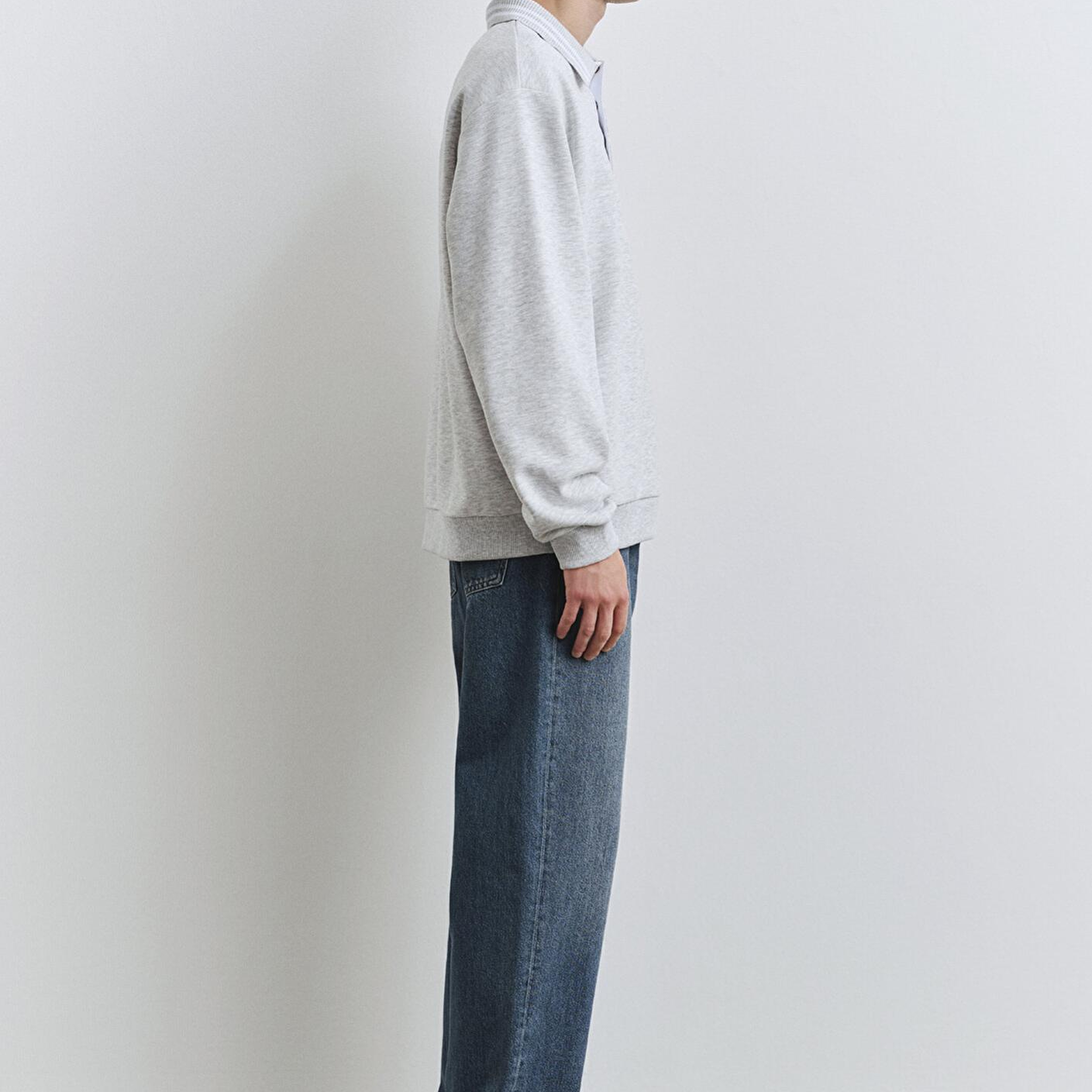 Mavi Polo Yaka Gri Sweatshirt 0S10390-82498