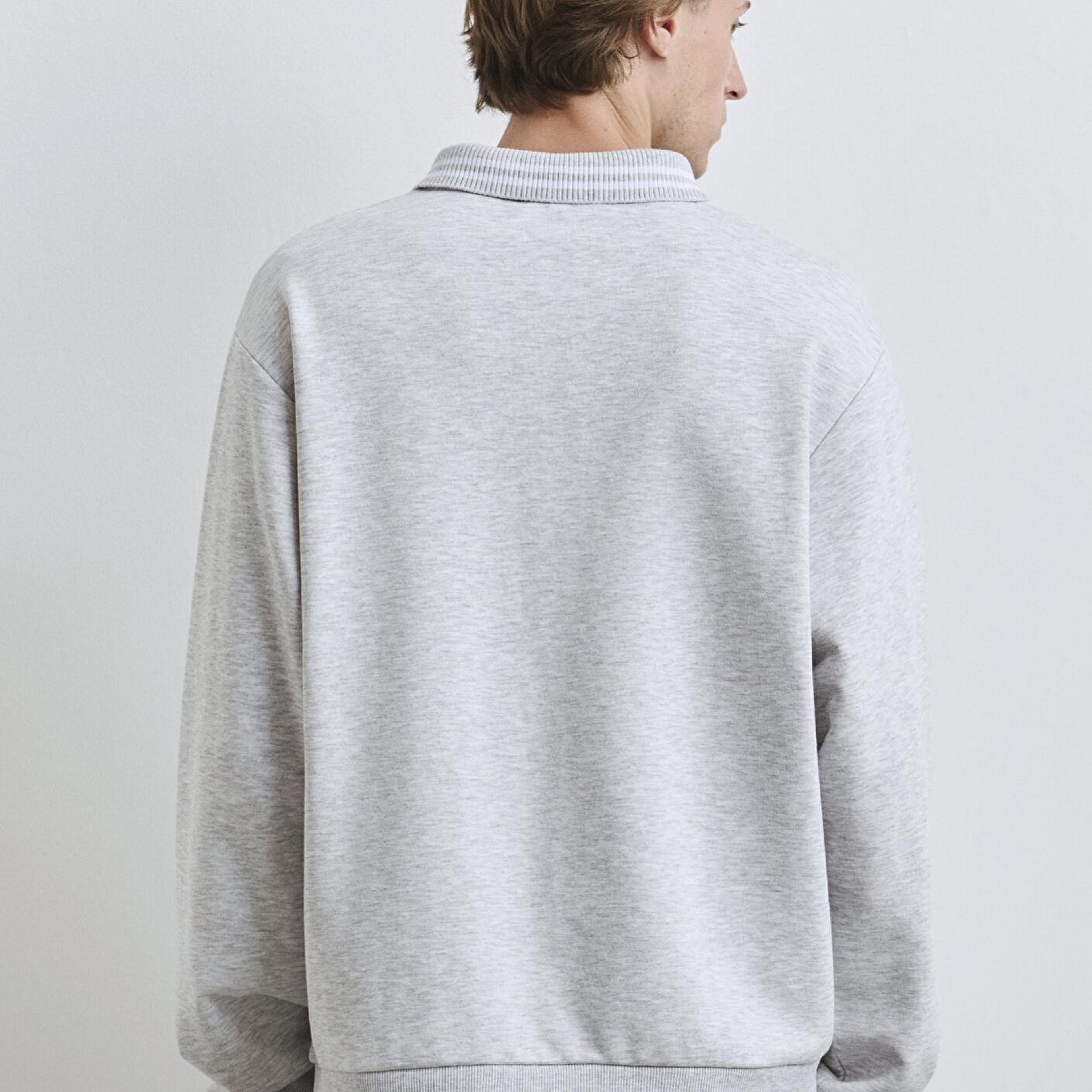Mavi Polo Yaka Gri Sweatshirt 0S10390-82498