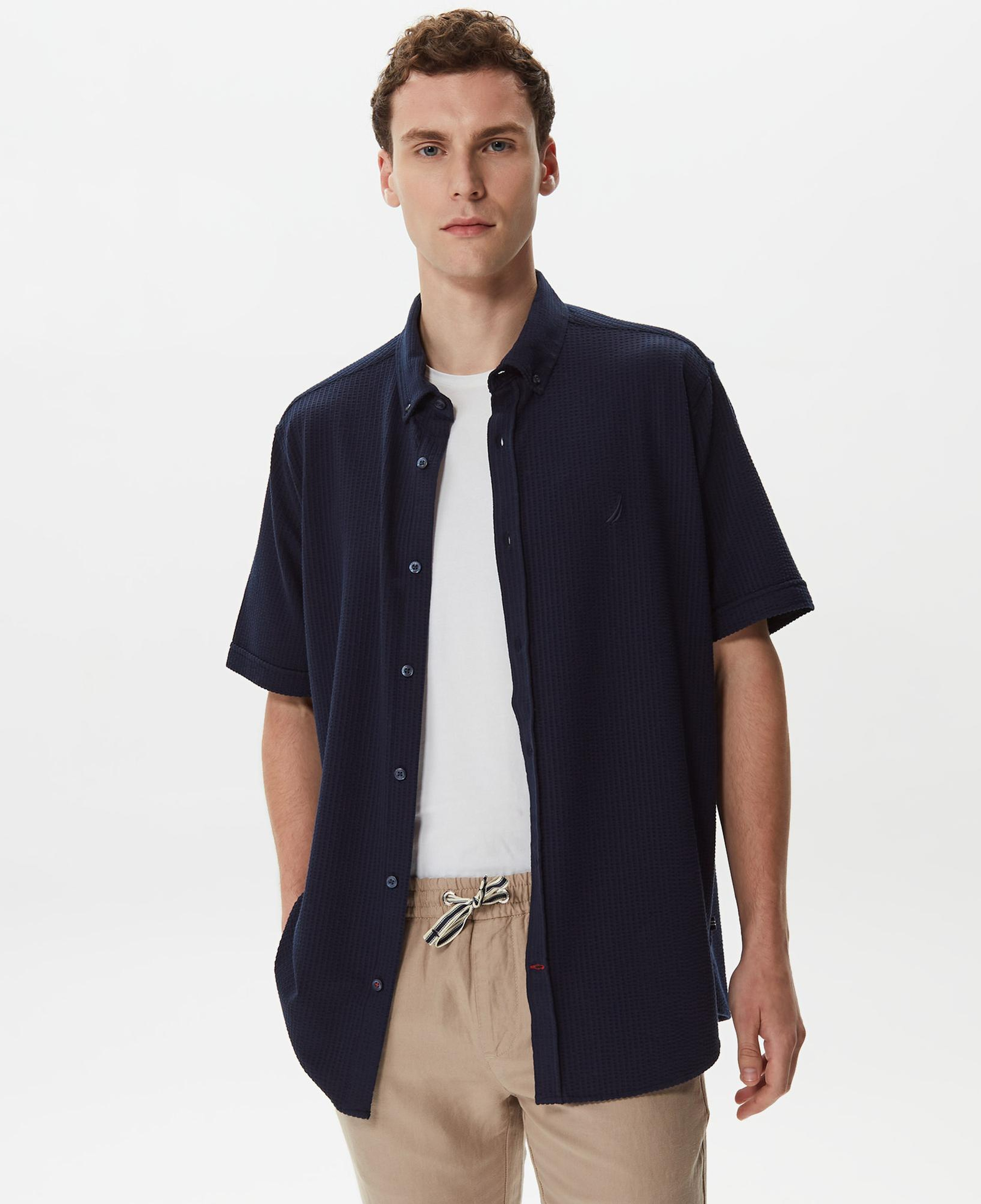 Nautica Erkek Lacivert Classic Fit Kısa Kollu Gömlek