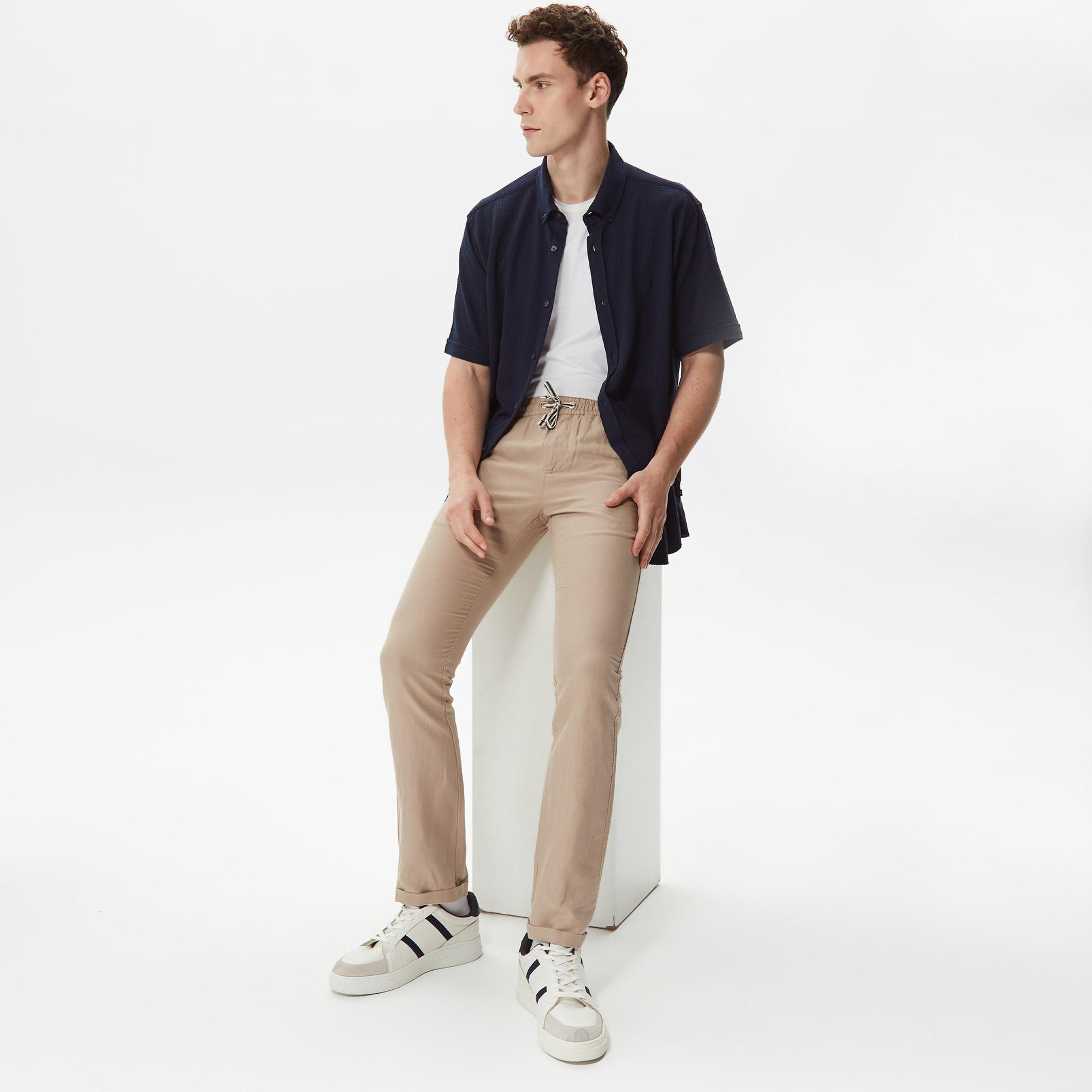 Nautica Erkek Lacivert Classic Fit Kısa Kollu Gömlek