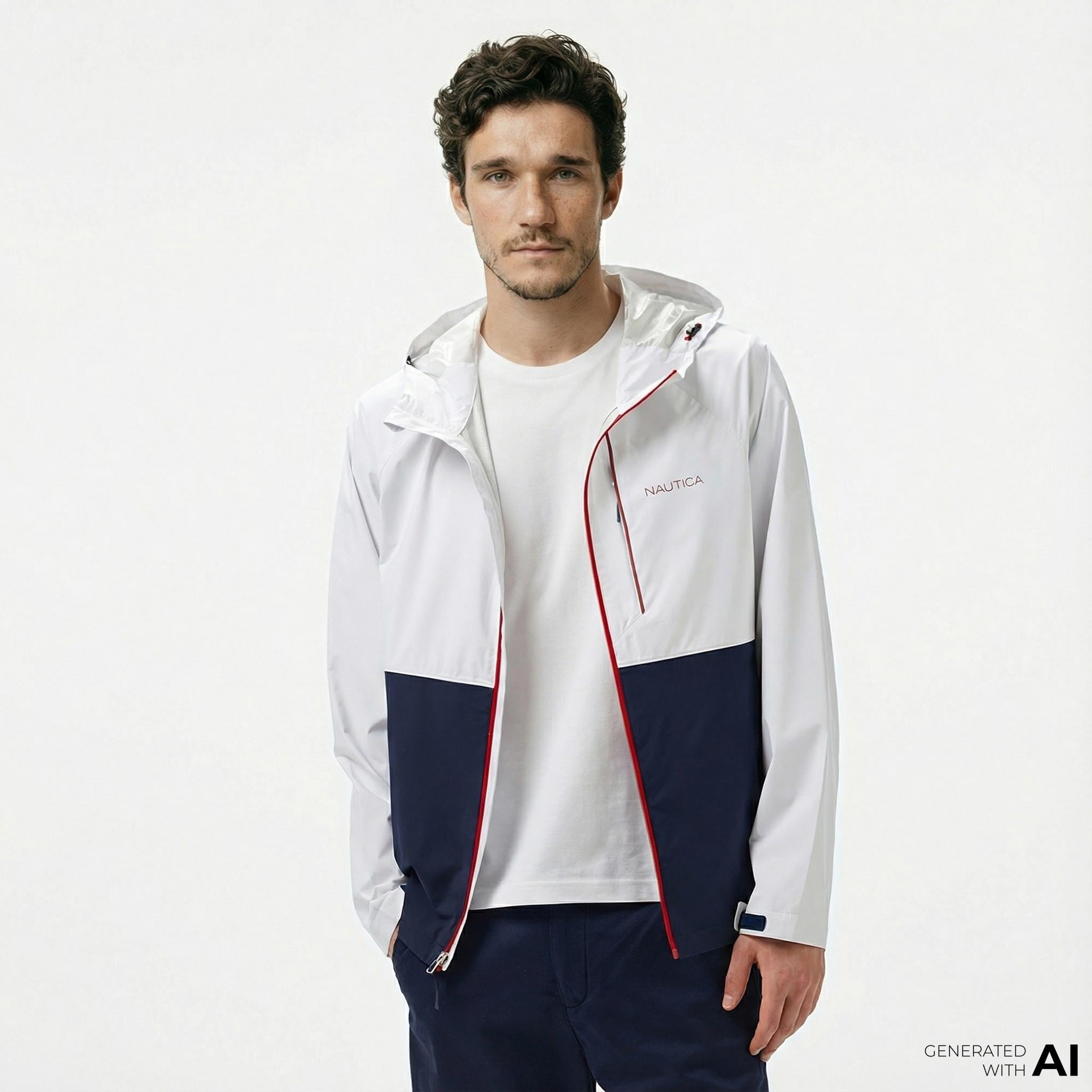 Nautica Erkek Beyaz Regular Fit Dik Yaka Mont