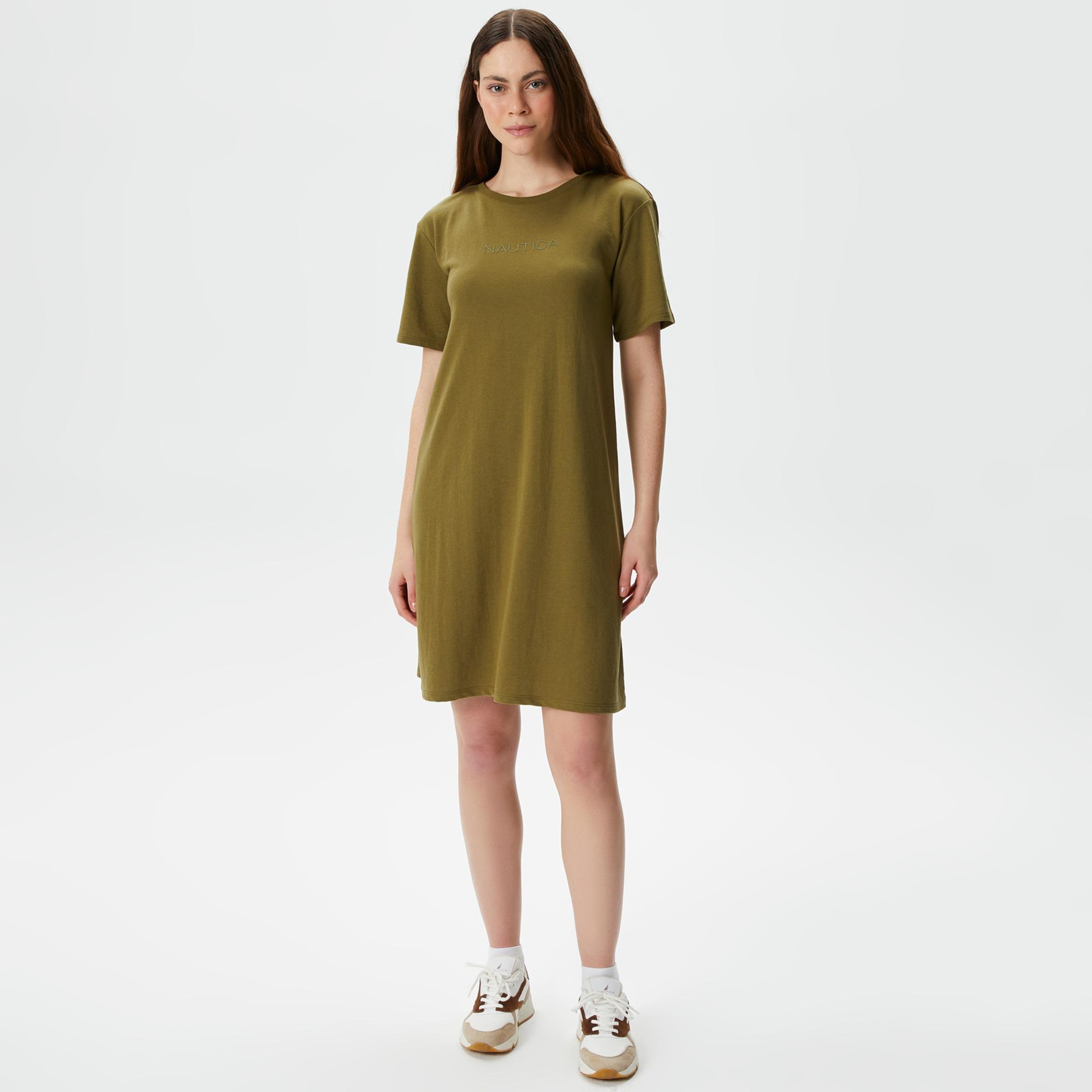 Nautica Kadın Yeşil Relaxed Fit Kısa Kollu Elbise