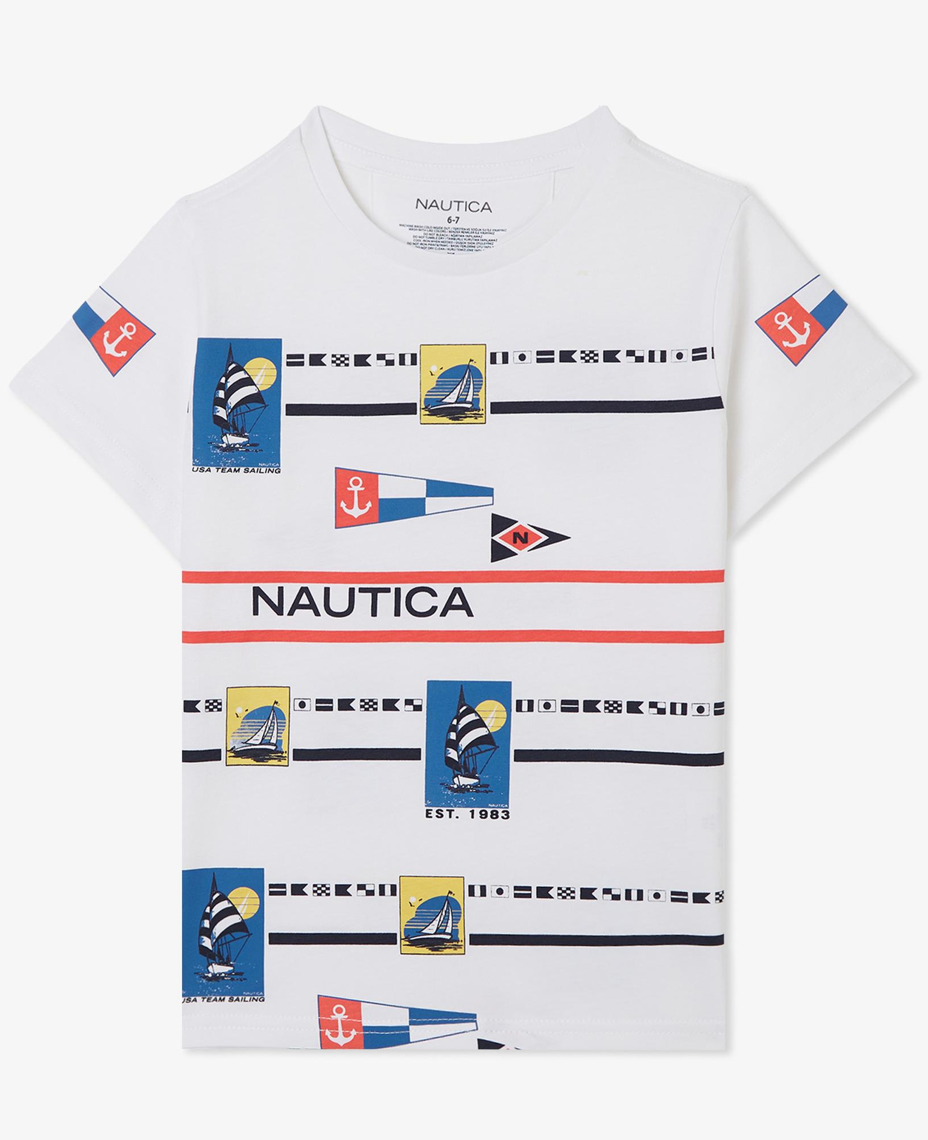 Nautica Erkek Çocuk Beyaz Regular Fit Baskılı T-Shirt