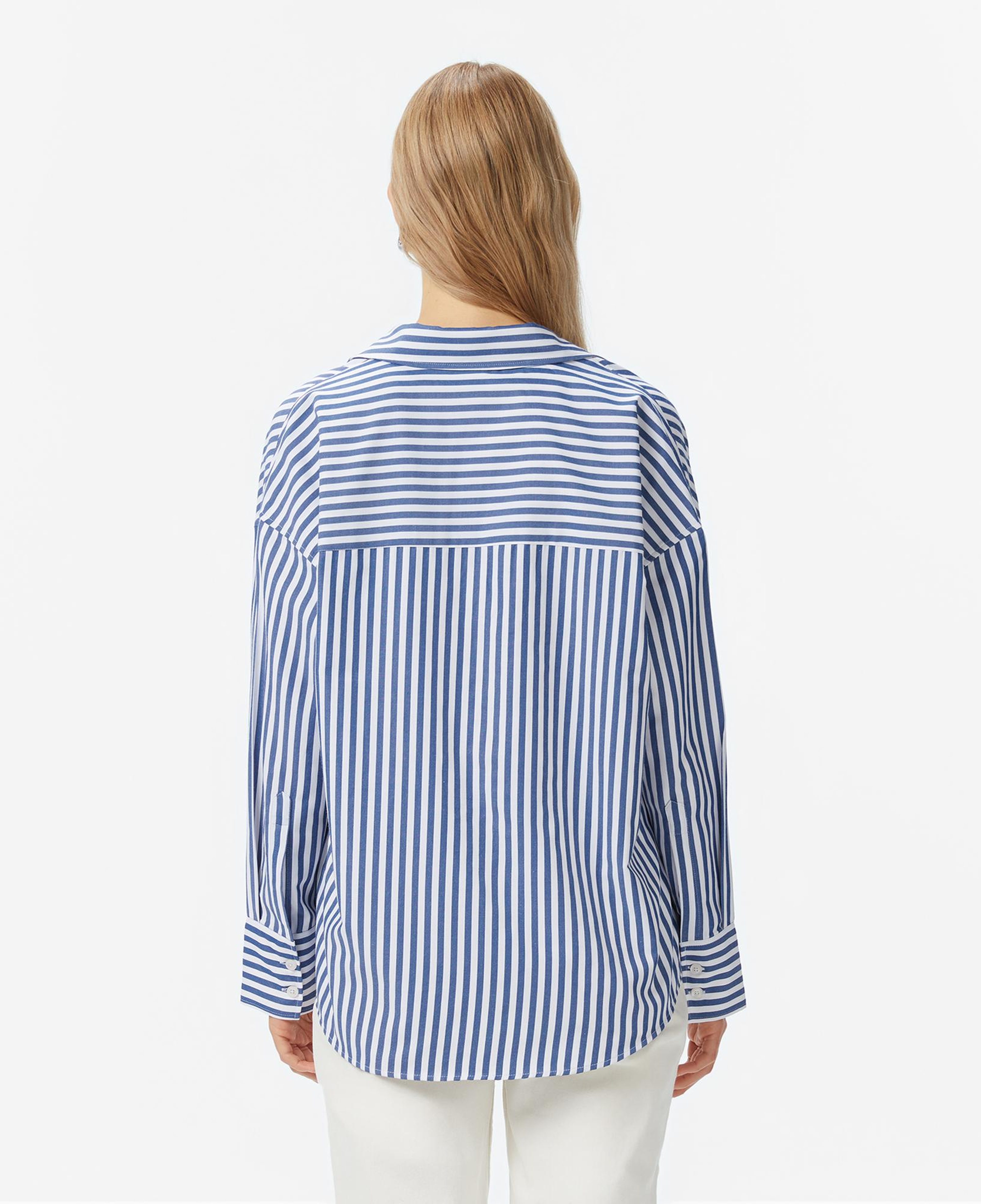 Nautica Kadın Mavi Oversize Çizgili Gömlek