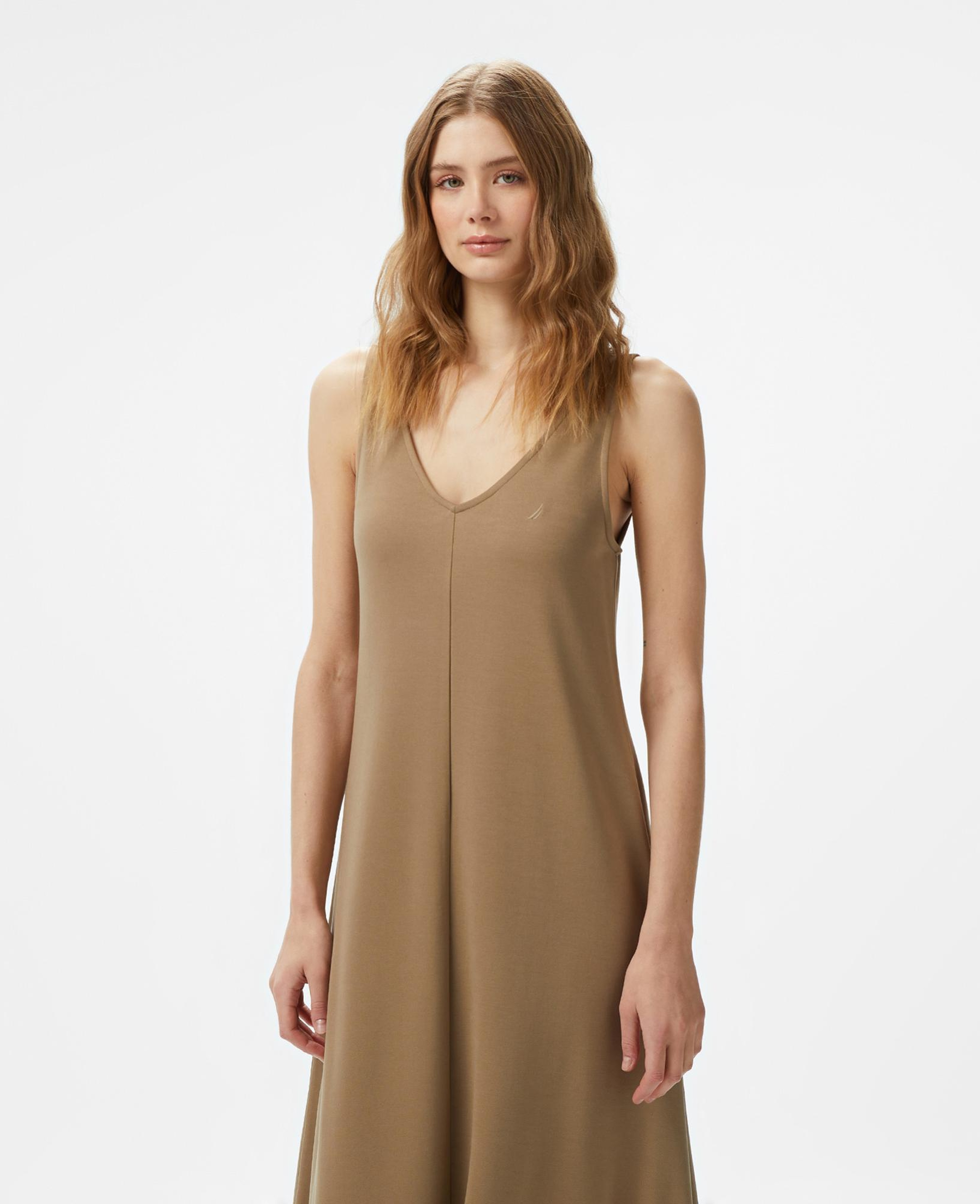 Nautica Kadın Yeşil V Yaka Kolsuz Elbise