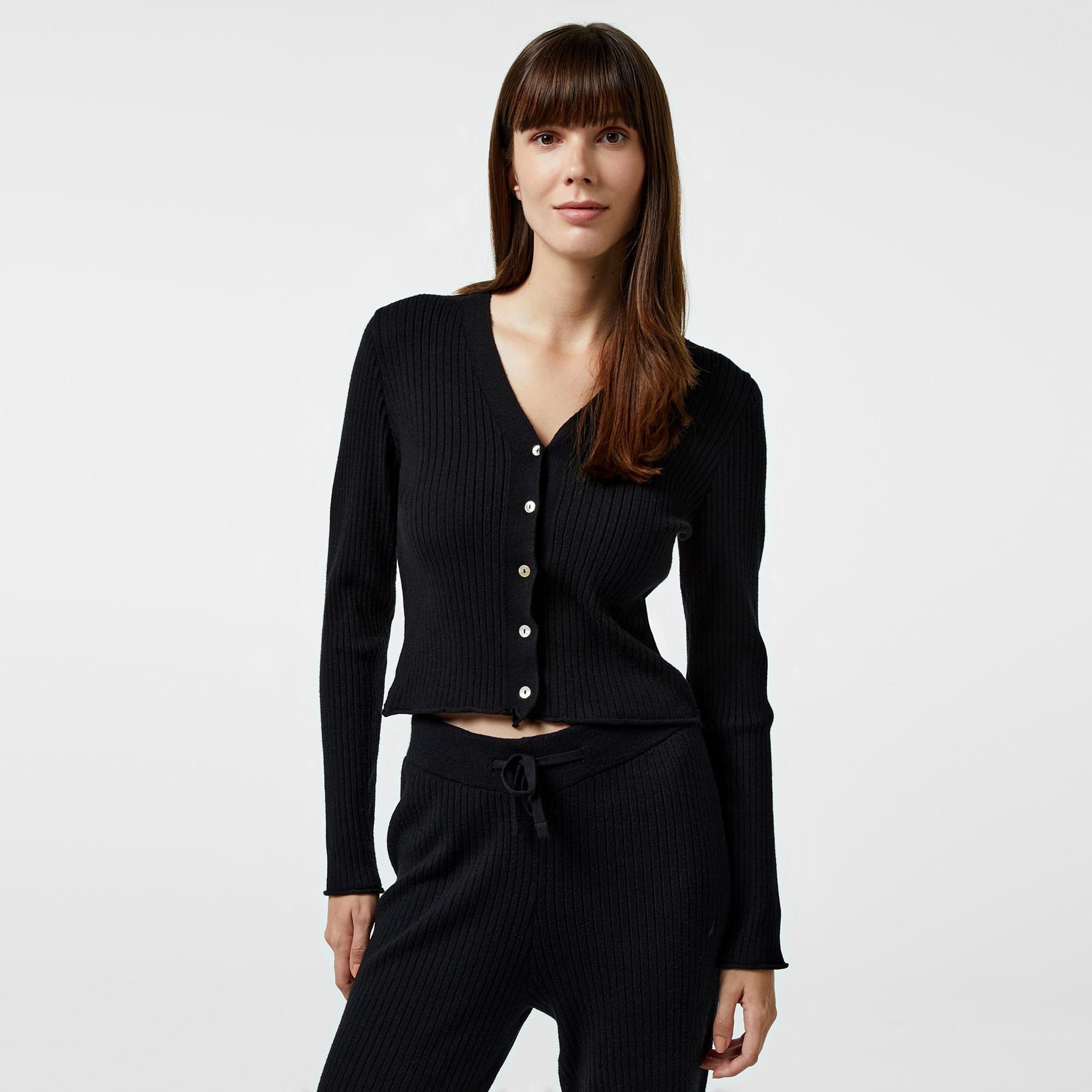 Nautica Kadın Siyah Slim Fit Hırka