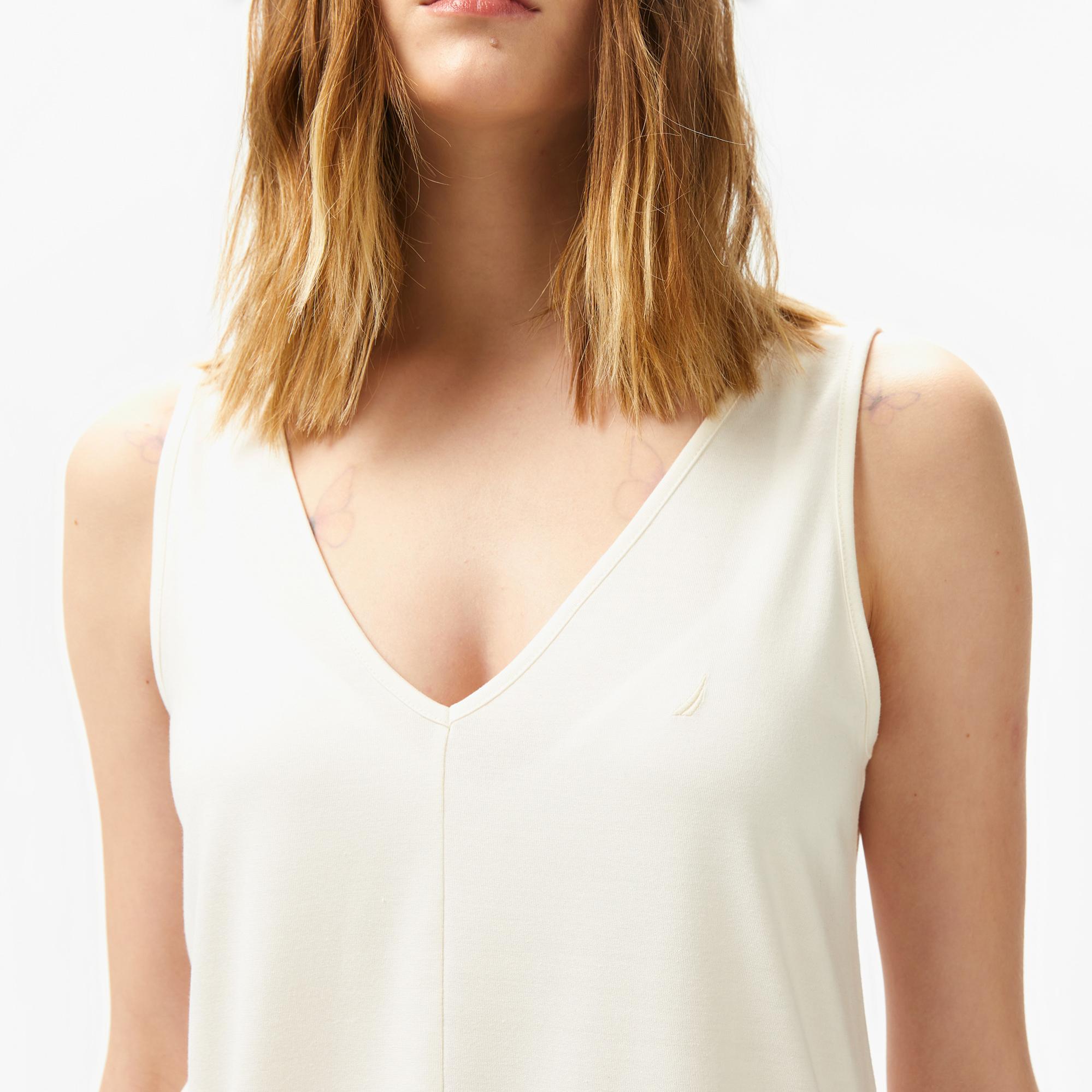 Nautica Kadın Krem Rengi Relaxed Fit T-Shirt