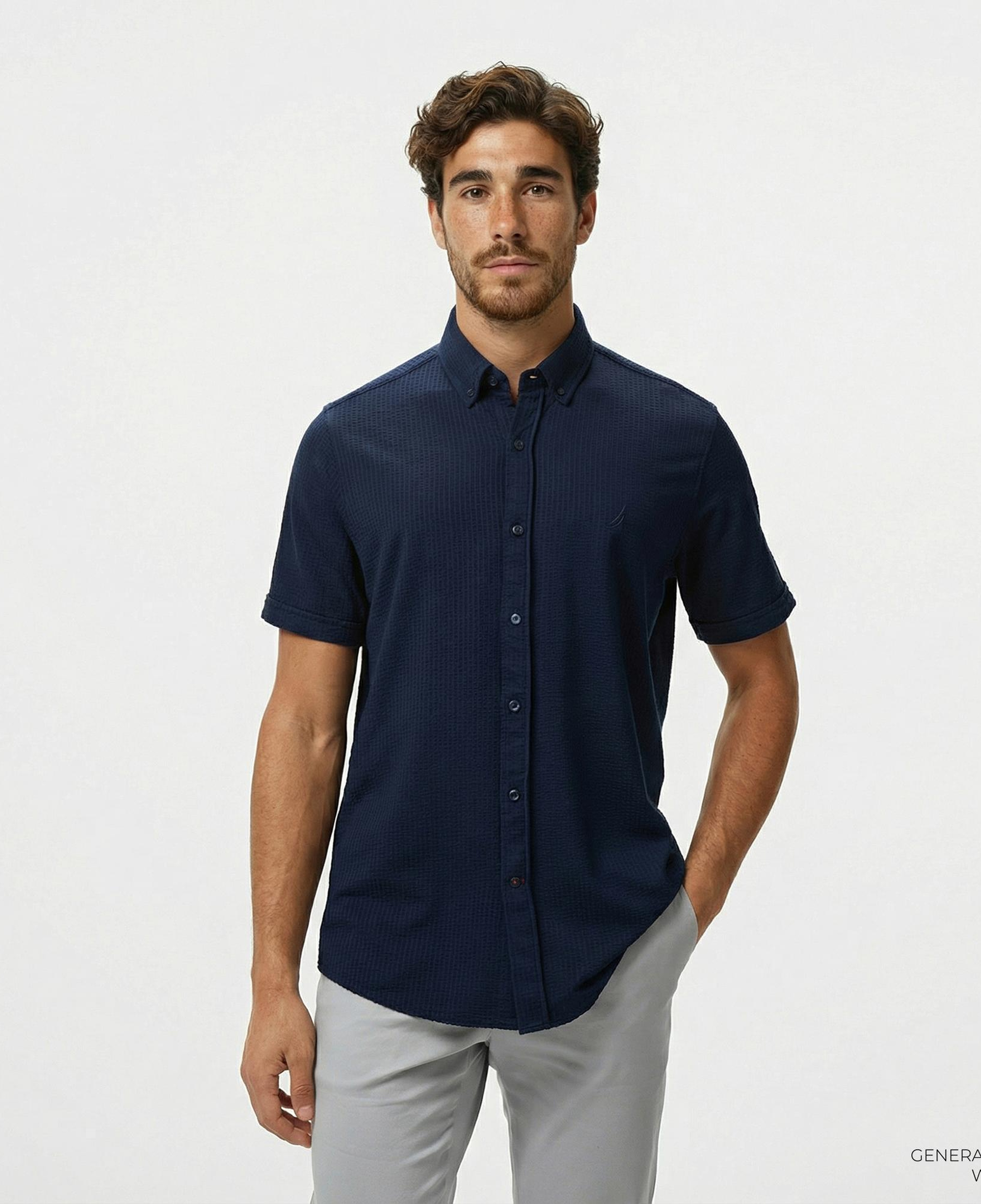 Nautica Erkek Lacivert Classic Fit Gömlek