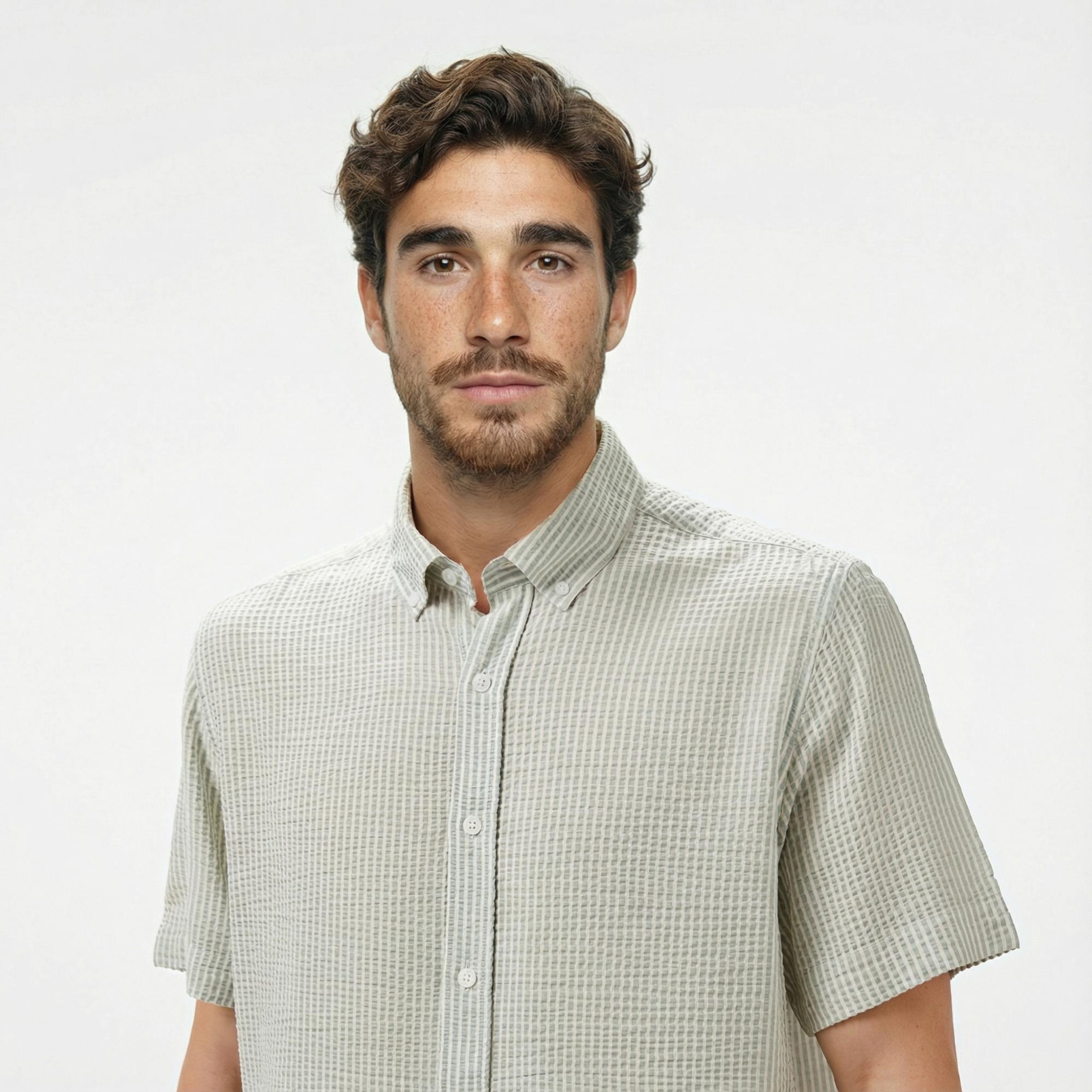 Nautica Erkek Yeşil Classic Fit Çizgili Gömlek