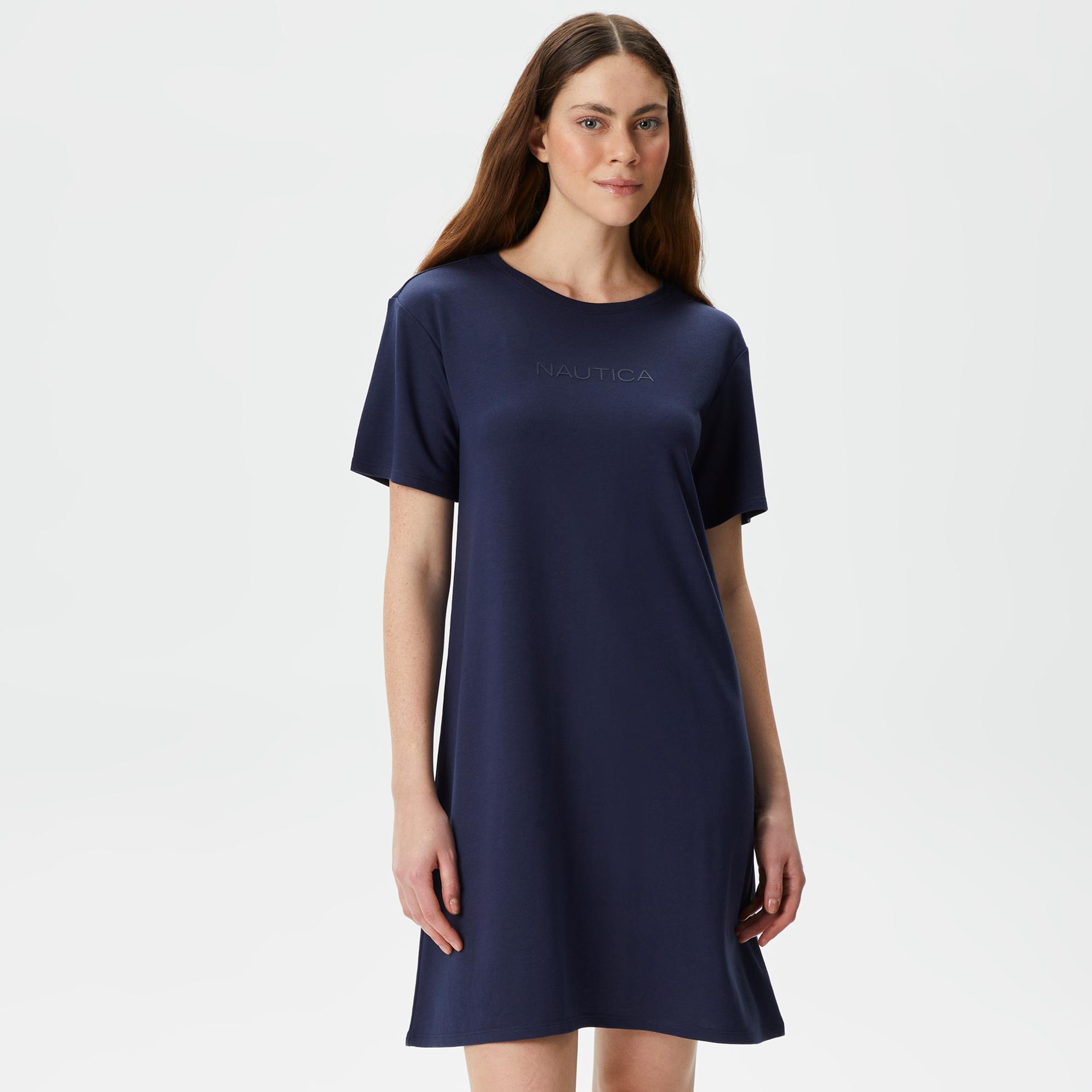 Nautica Kadın Lacivert Relaxed Fit Kısa Kollu Elbise