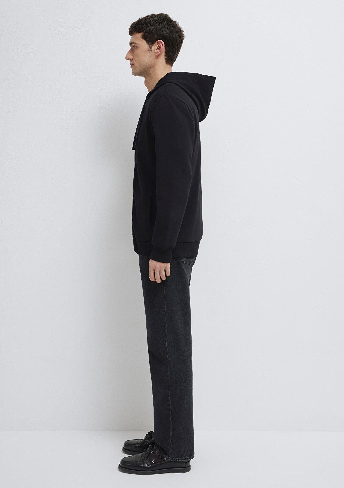 Mavi Kapüşonlu Fermuarlı Siyah Sweatshirt 0S10423-900