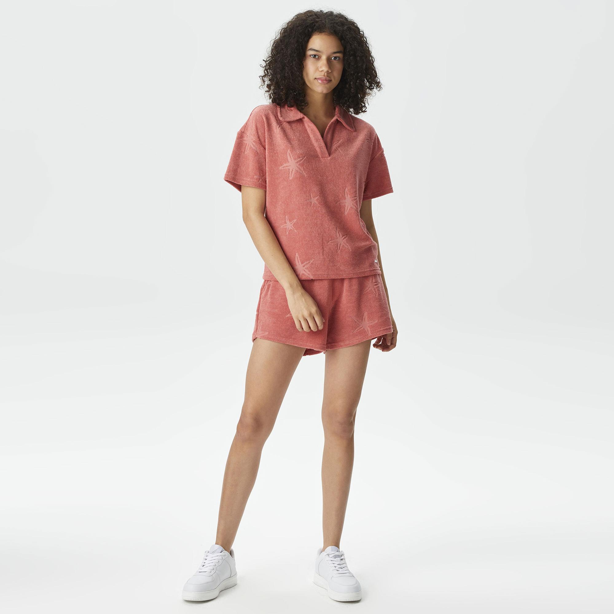 Nautica Kadın Pembe Relaxed Fit Polo Yaka T-Shirt