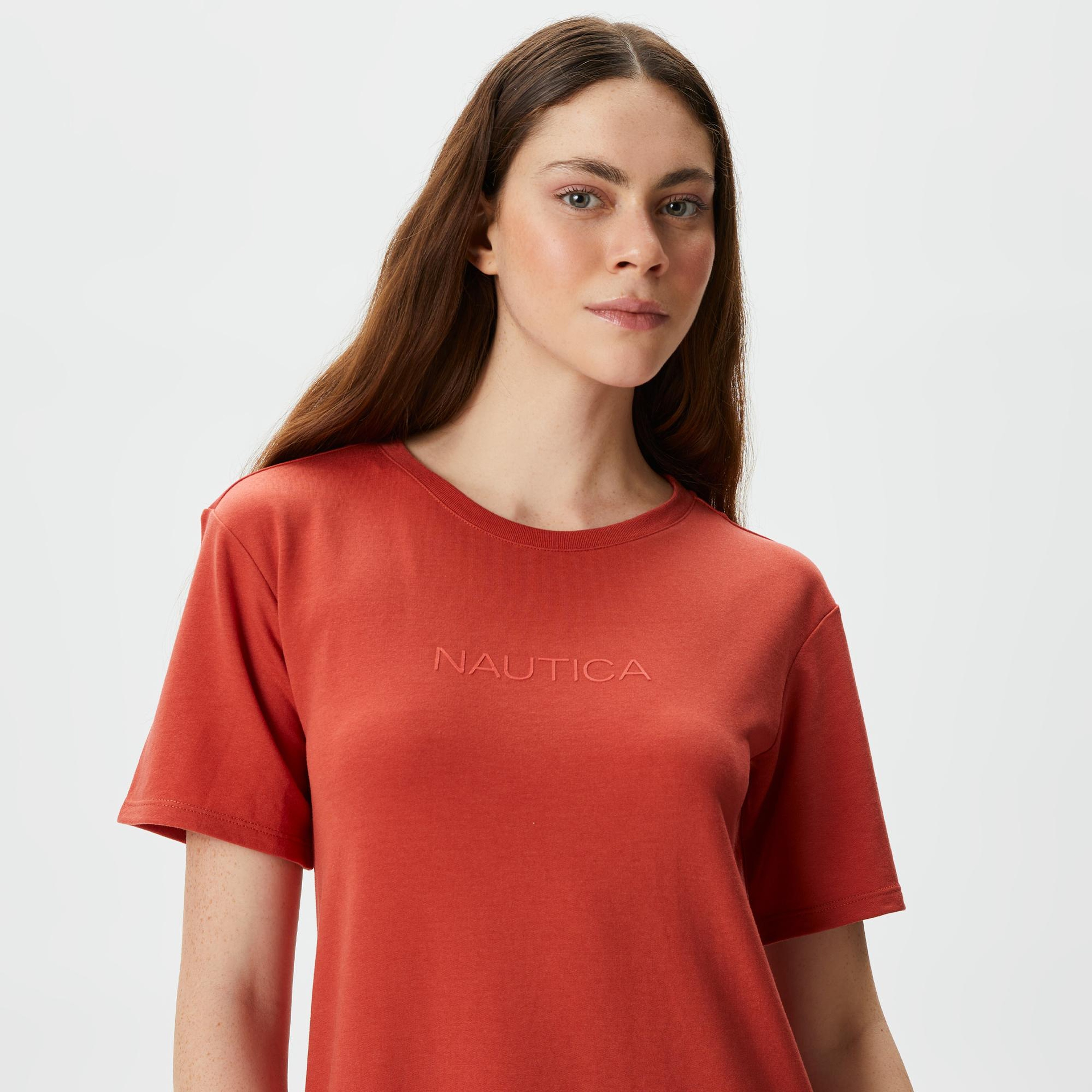 Nautica Kadın Kırmızı Relaxed Fit Kısa Kollu Elbise
