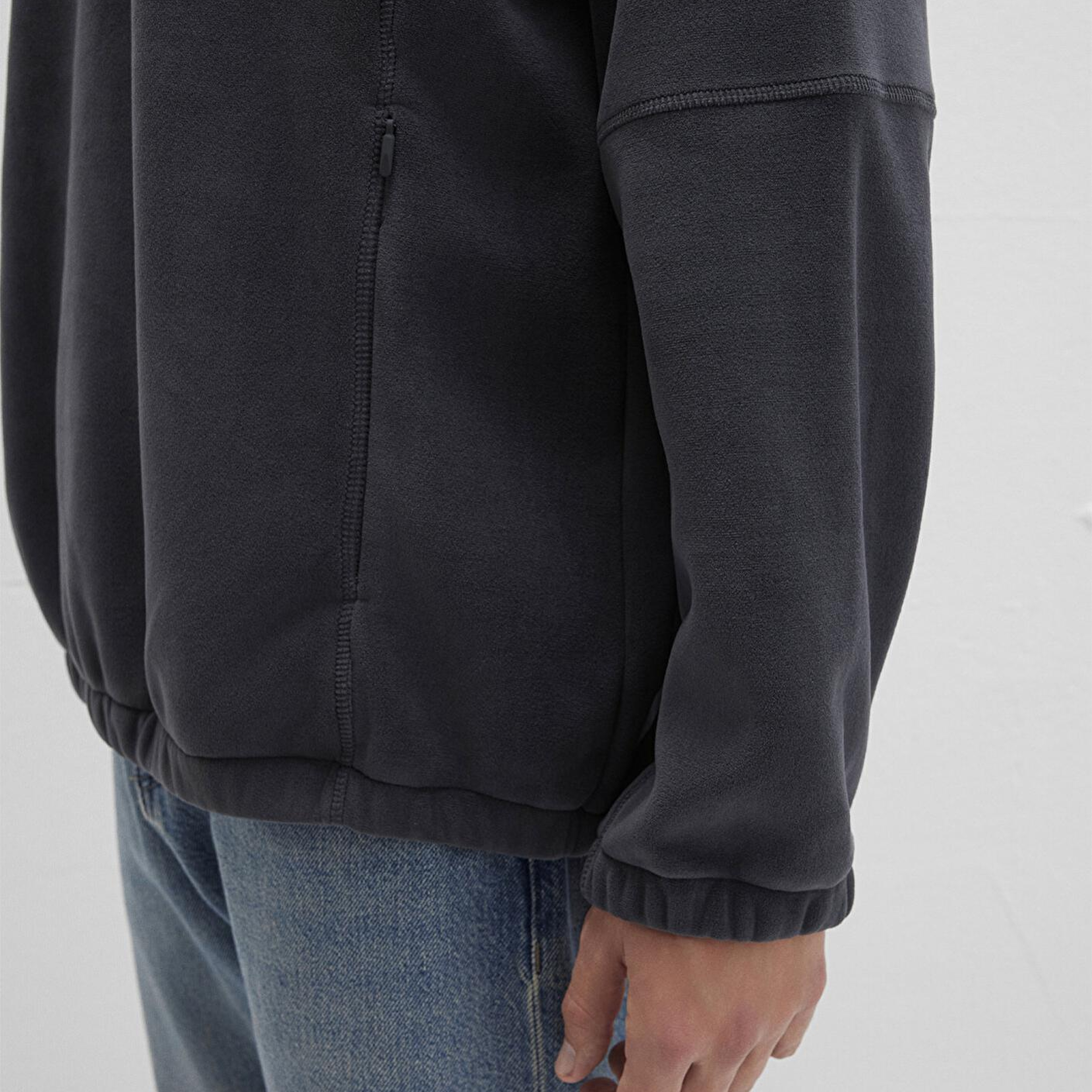 Mavi Dik Yaka Antrasit Polar Sweatshirt Loose Fit / Bol Rahat Kesim 0110738-80776