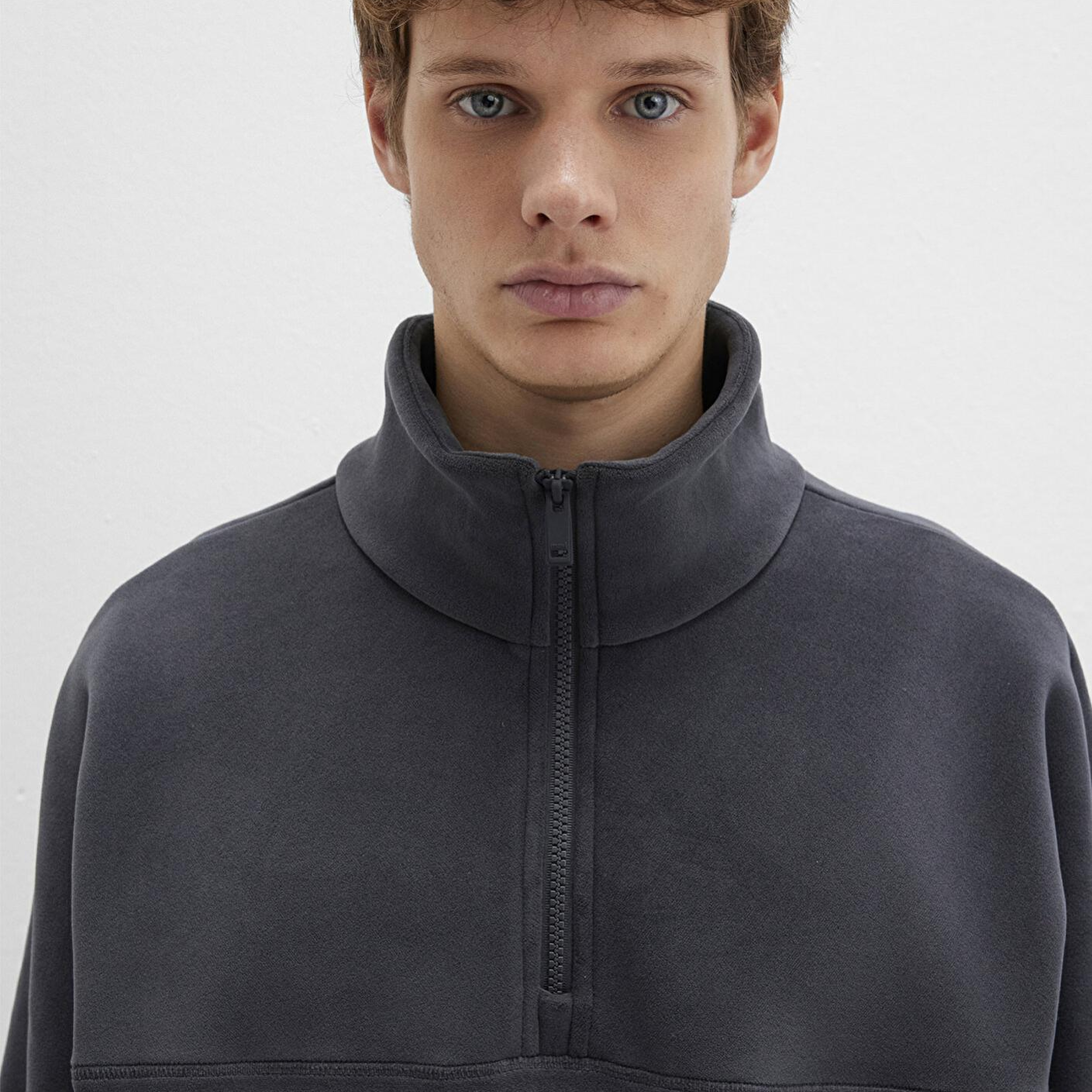 Mavi Dik Yaka Antrasit Polar Sweatshirt Loose Fit / Bol Rahat Kesim 0110738-80776