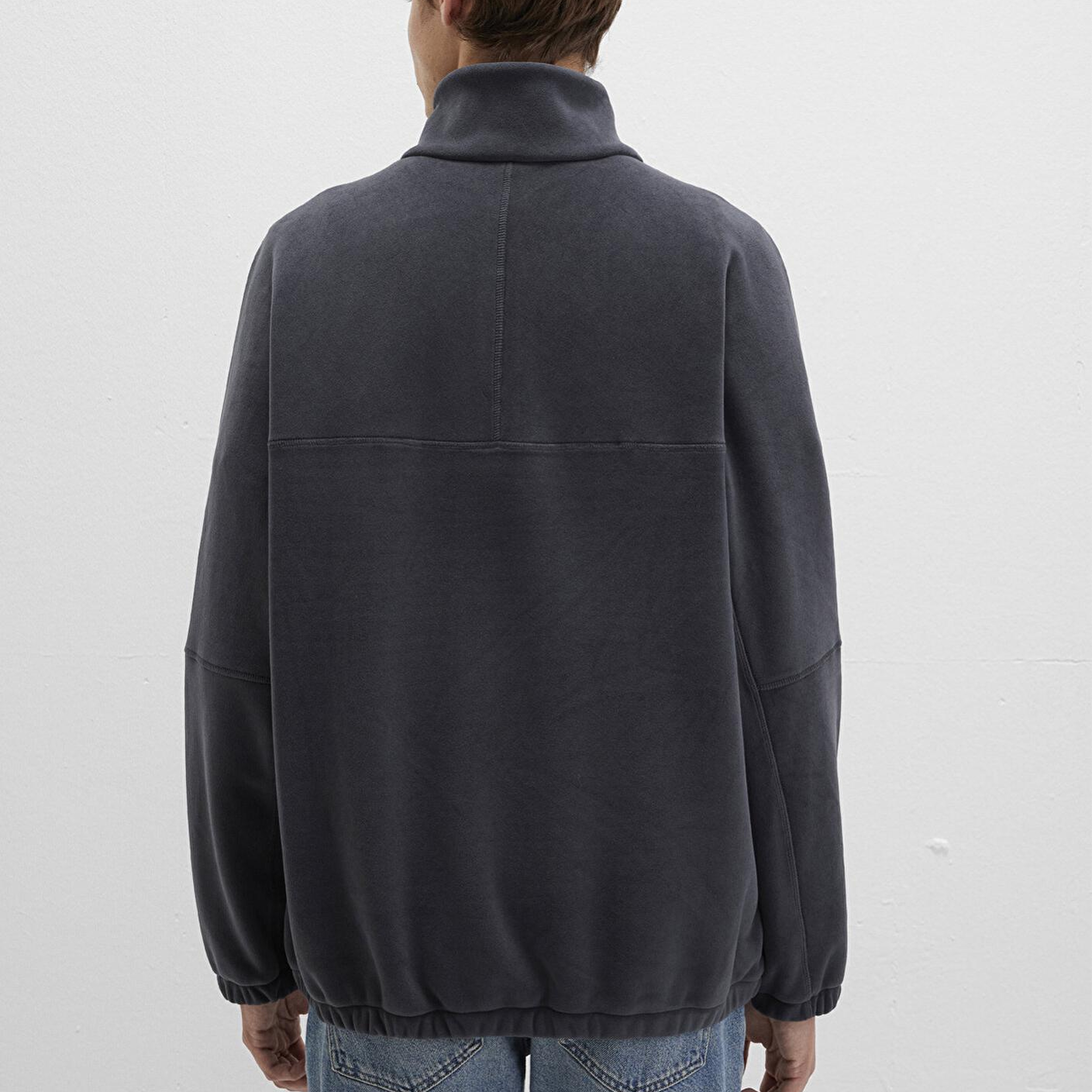 Mavi Dik Yaka Antrasit Polar Sweatshirt Loose Fit / Bol Rahat Kesim 0110738-80776