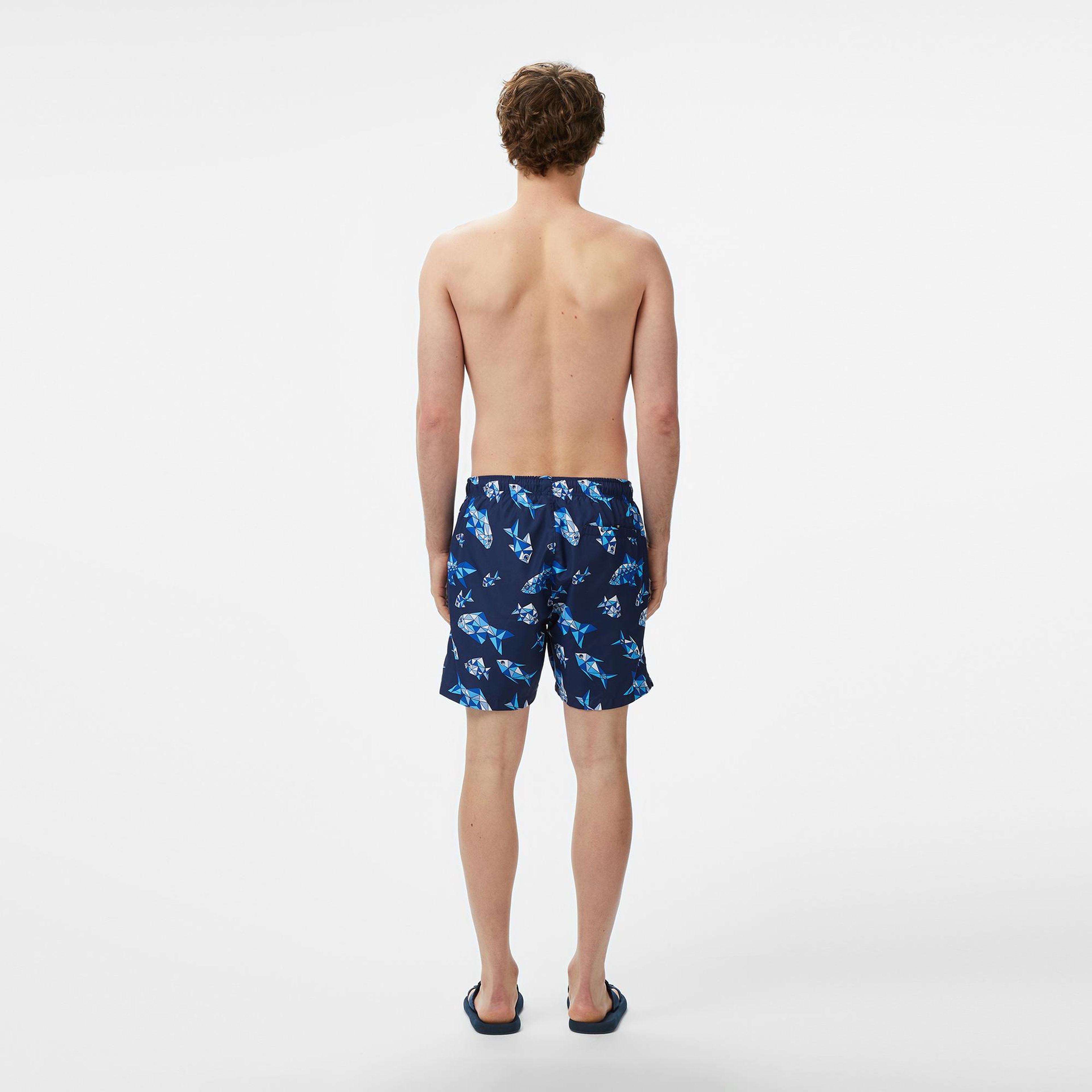 Nautica Erkek Lacivert Regular Fit Desenli Deniz Şortu