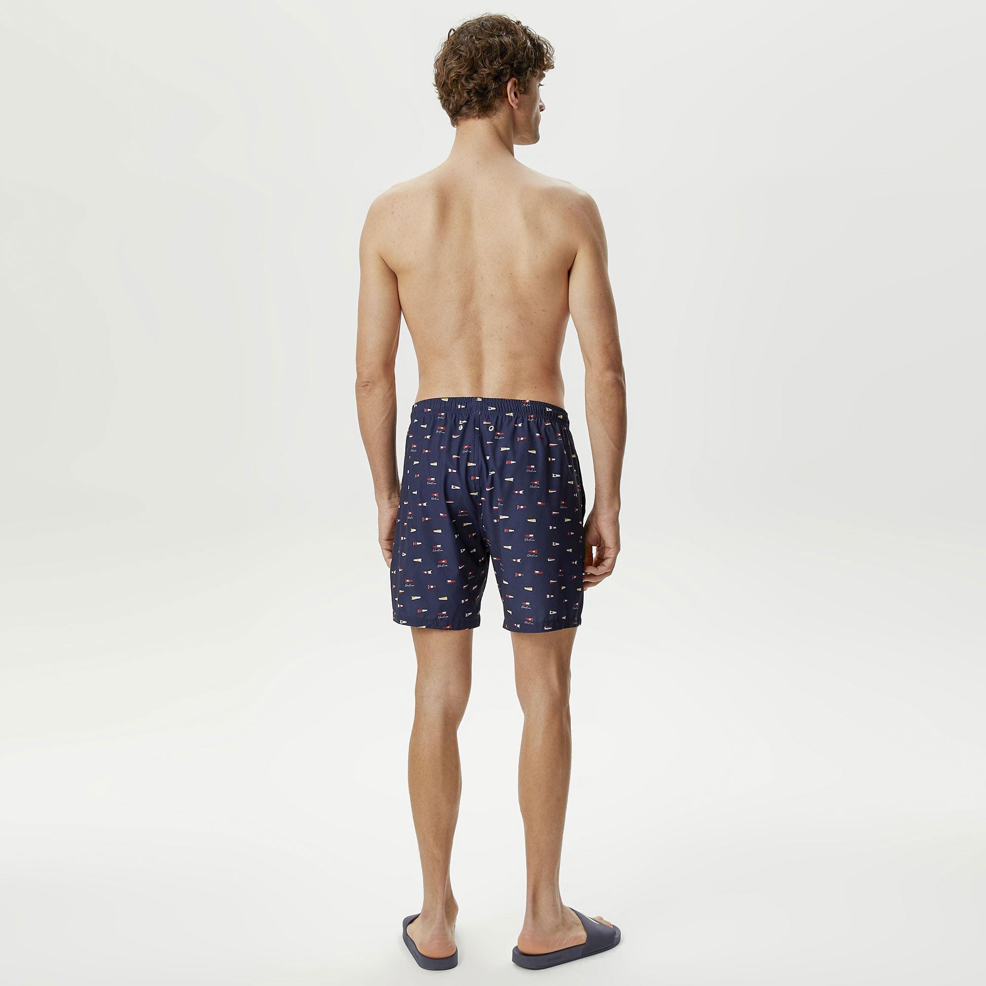 Nautica Erkek Lacivert Baskılı Deniz Şortu