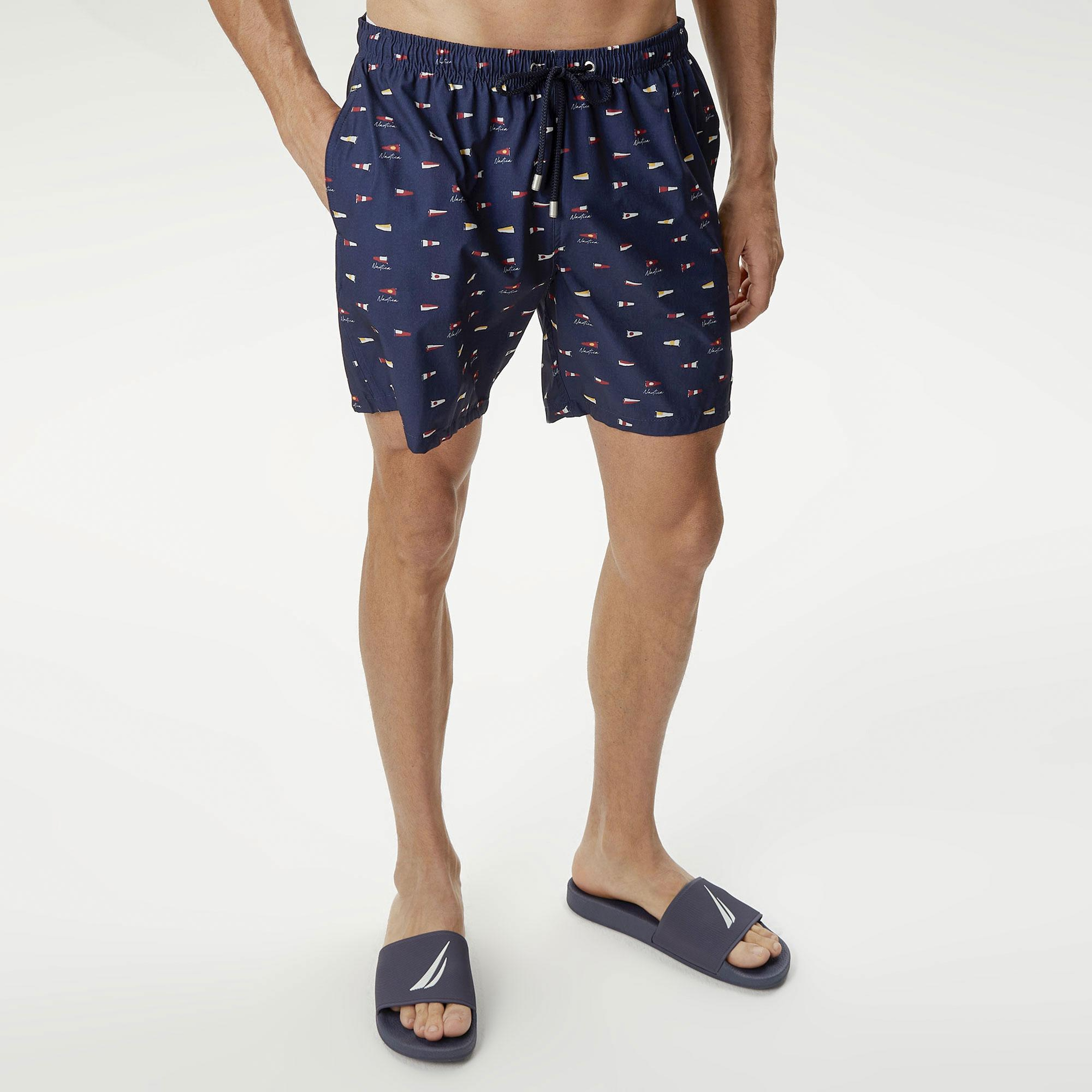 Nautica Erkek Lacivert Baskılı Deniz Şortu