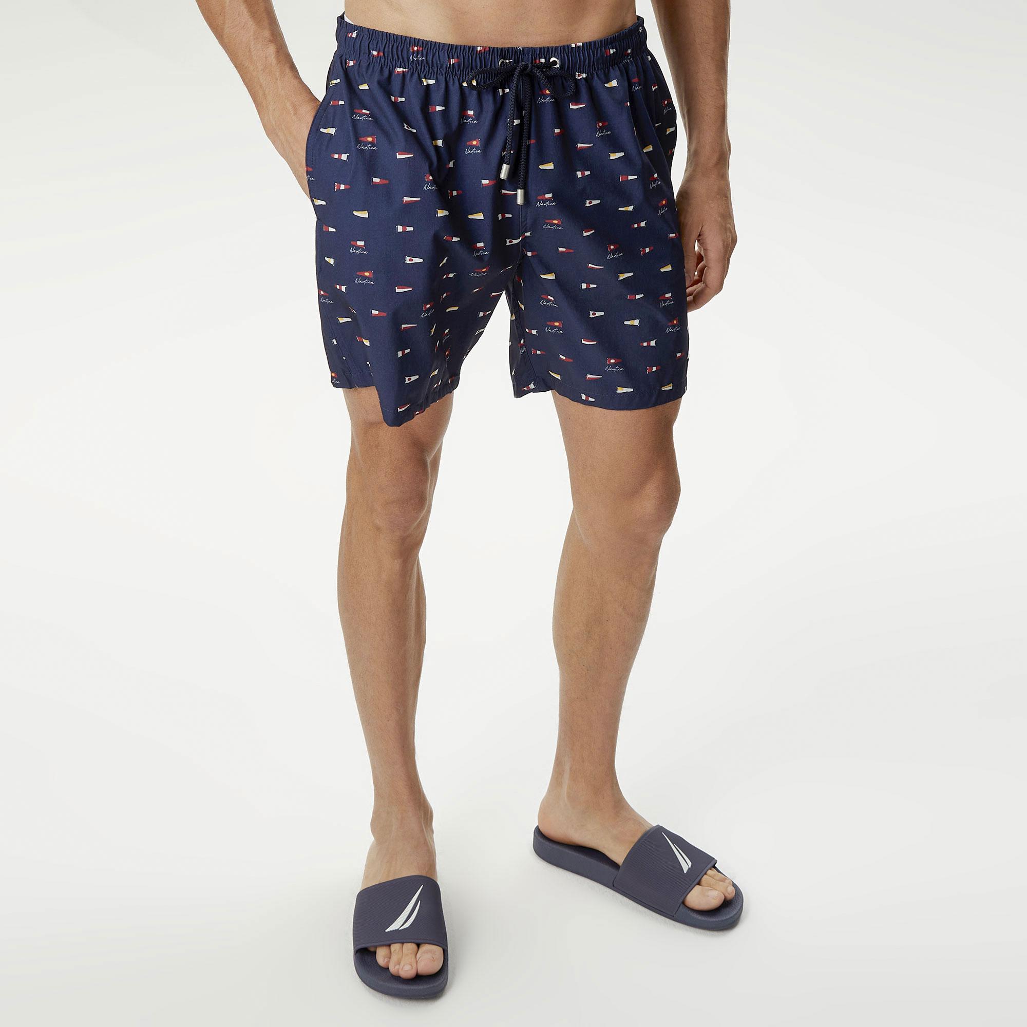 Nautica Erkek Lacivert Baskılı Deniz Şortu