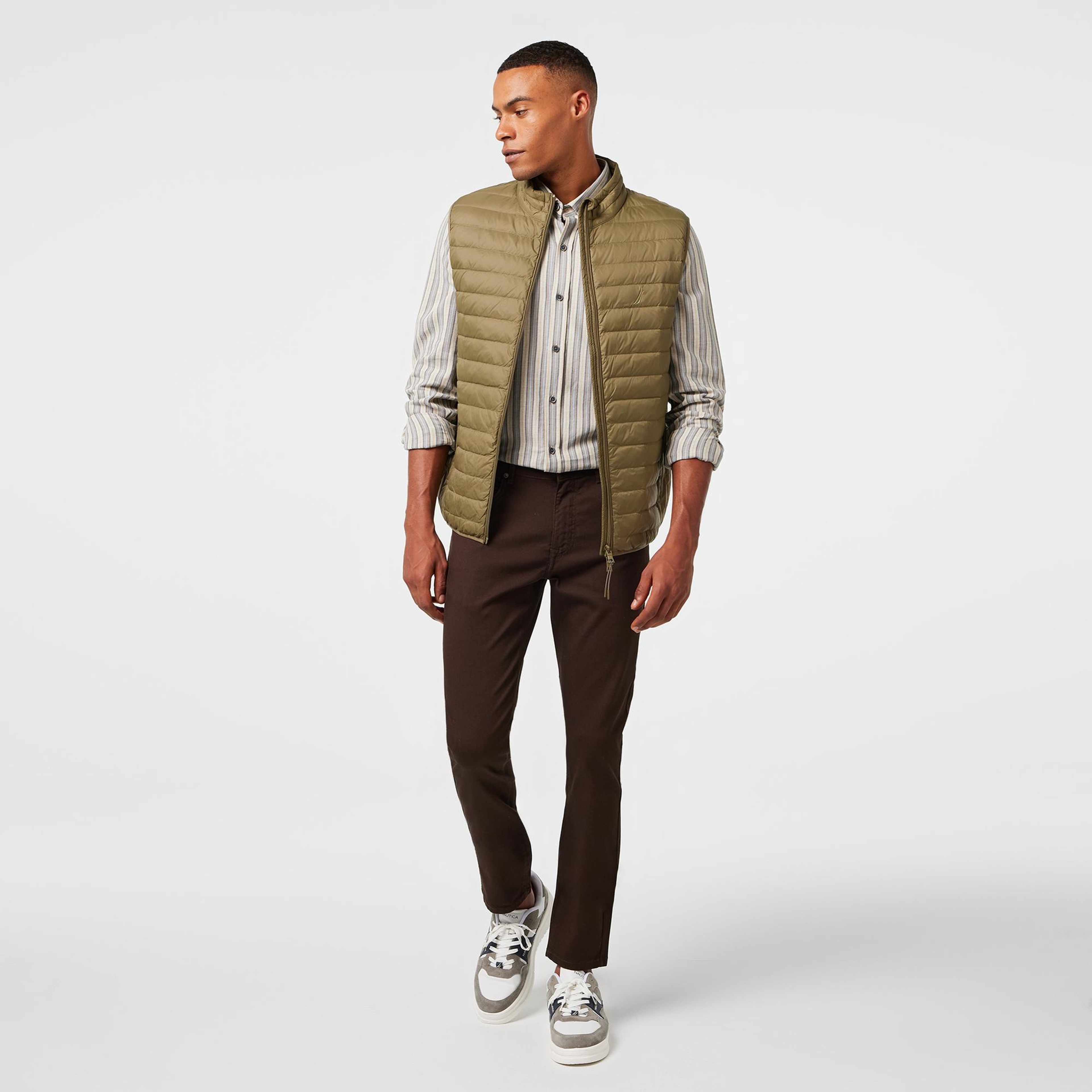 Nautica Erkek Haki Su Kaydırma Özellikli Kaz Tüyü Yelek